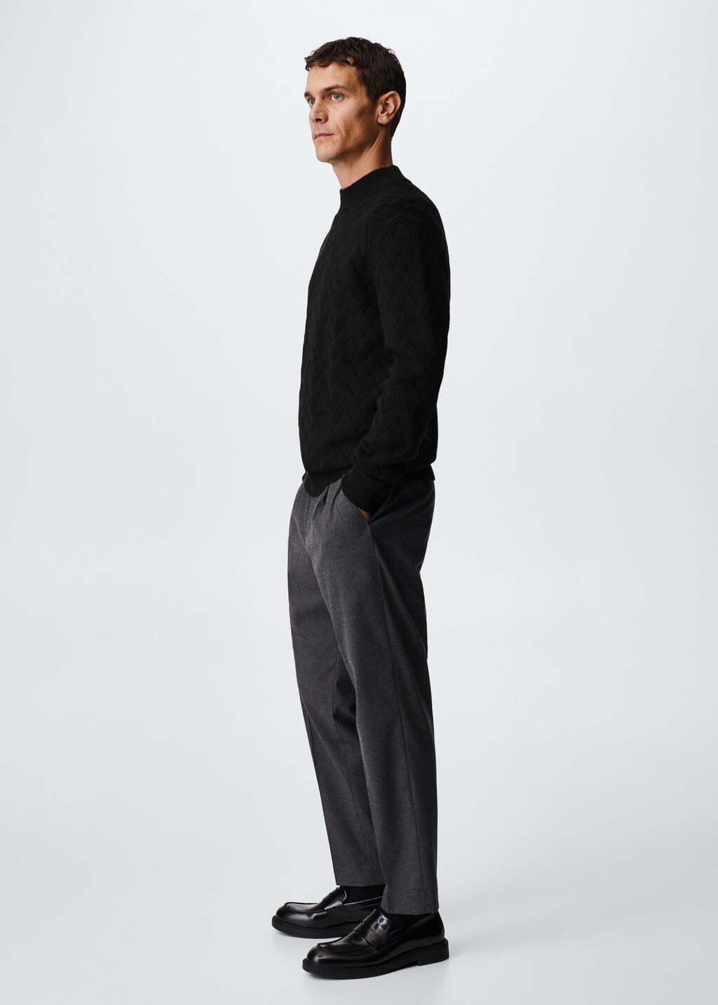 Structured perkins neck sweater - Men | MANGO China Structured perkins neck sweater - Men | MANGO China