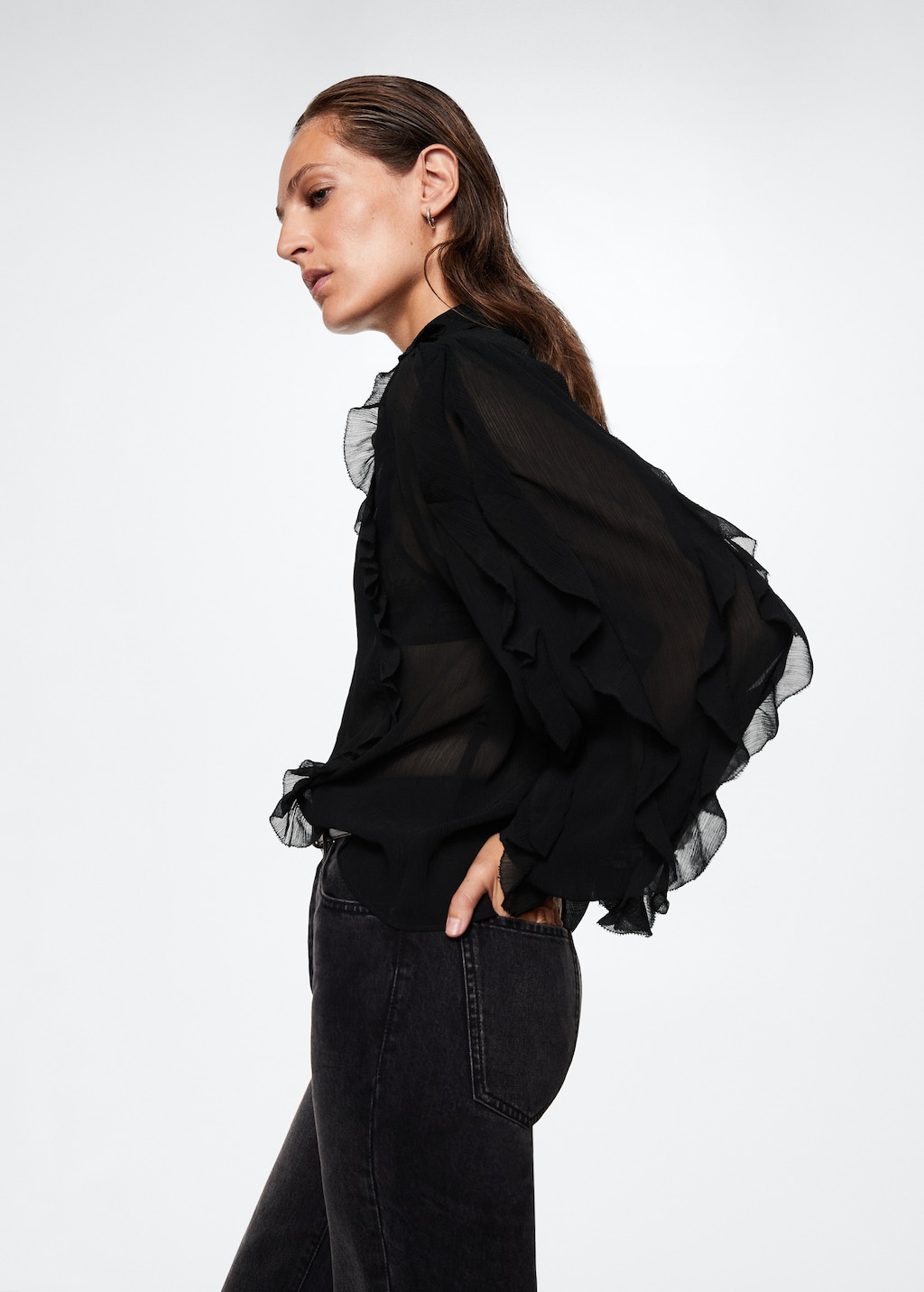 Textured ruffled blouse - Women | MANGO Kosovo
