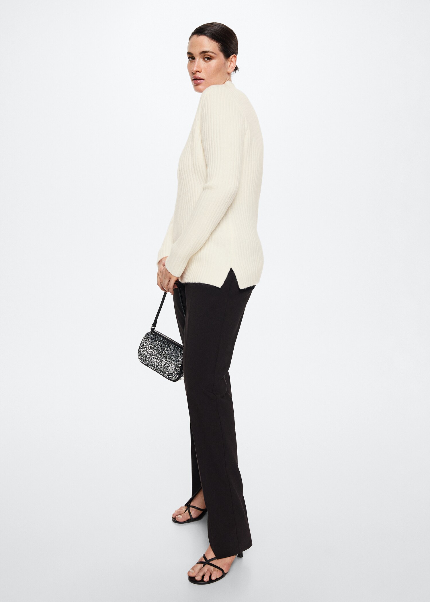 High collar ribbed knit  sweater - Details of the article 3