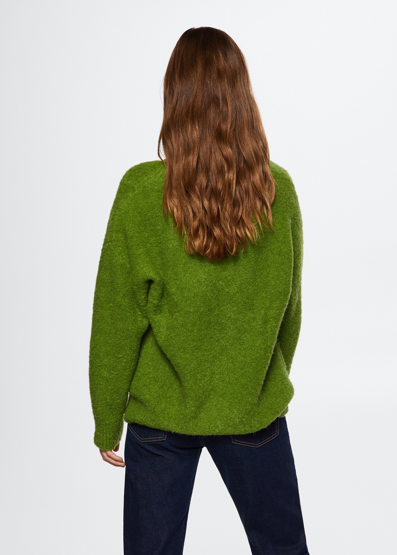 Camisola de malha frisada com gola em V - Verso do artigo
