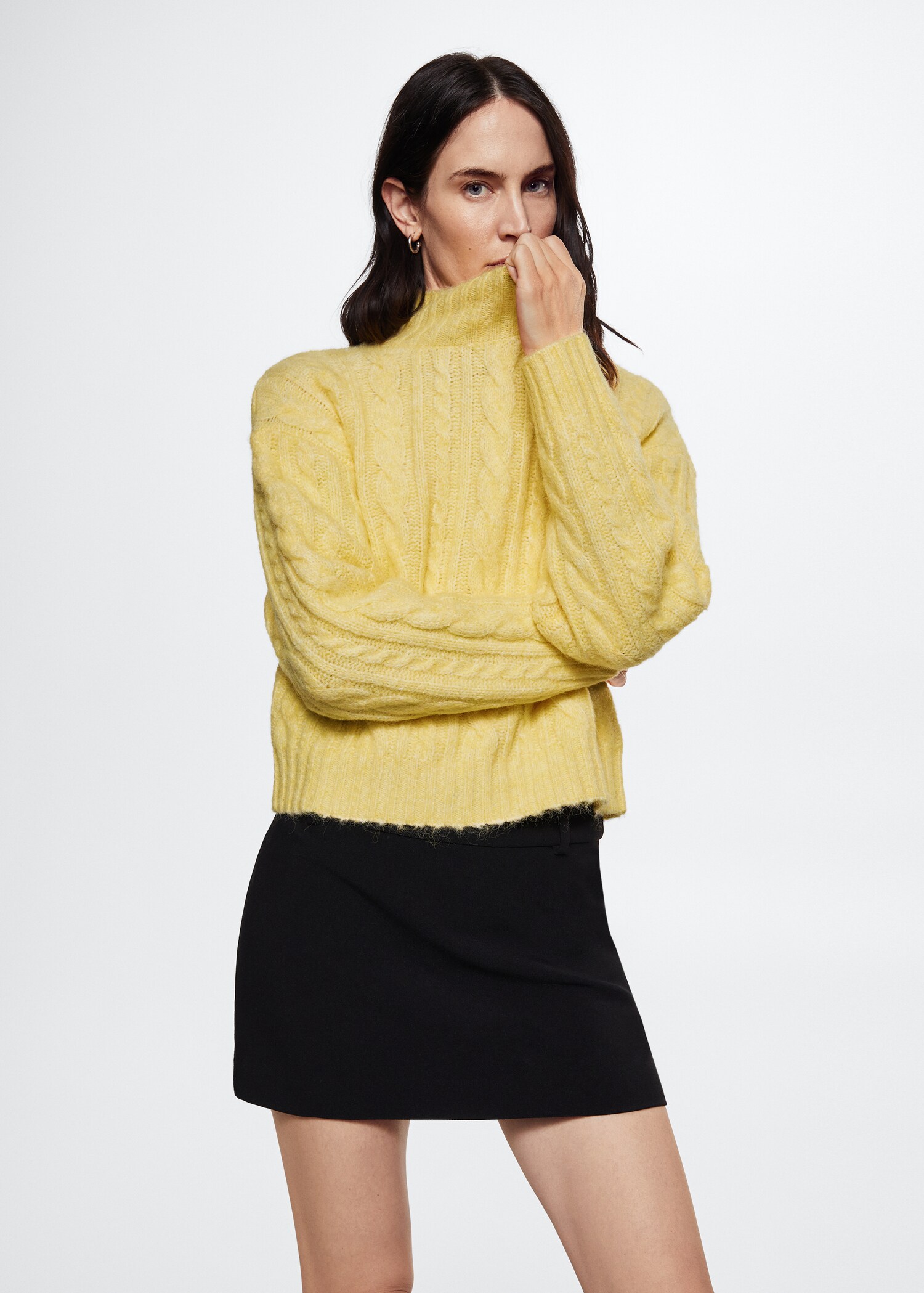 Braided sweater with perkins neck - Medium plane