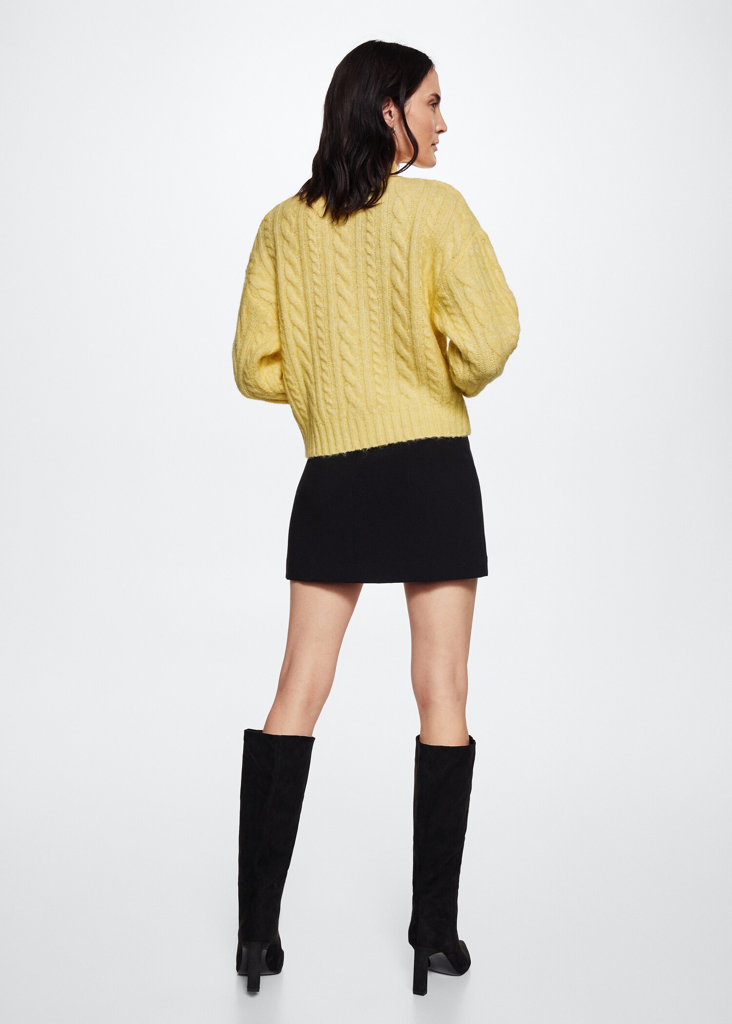 Braided sweater with perkins neck - Reverse of the article