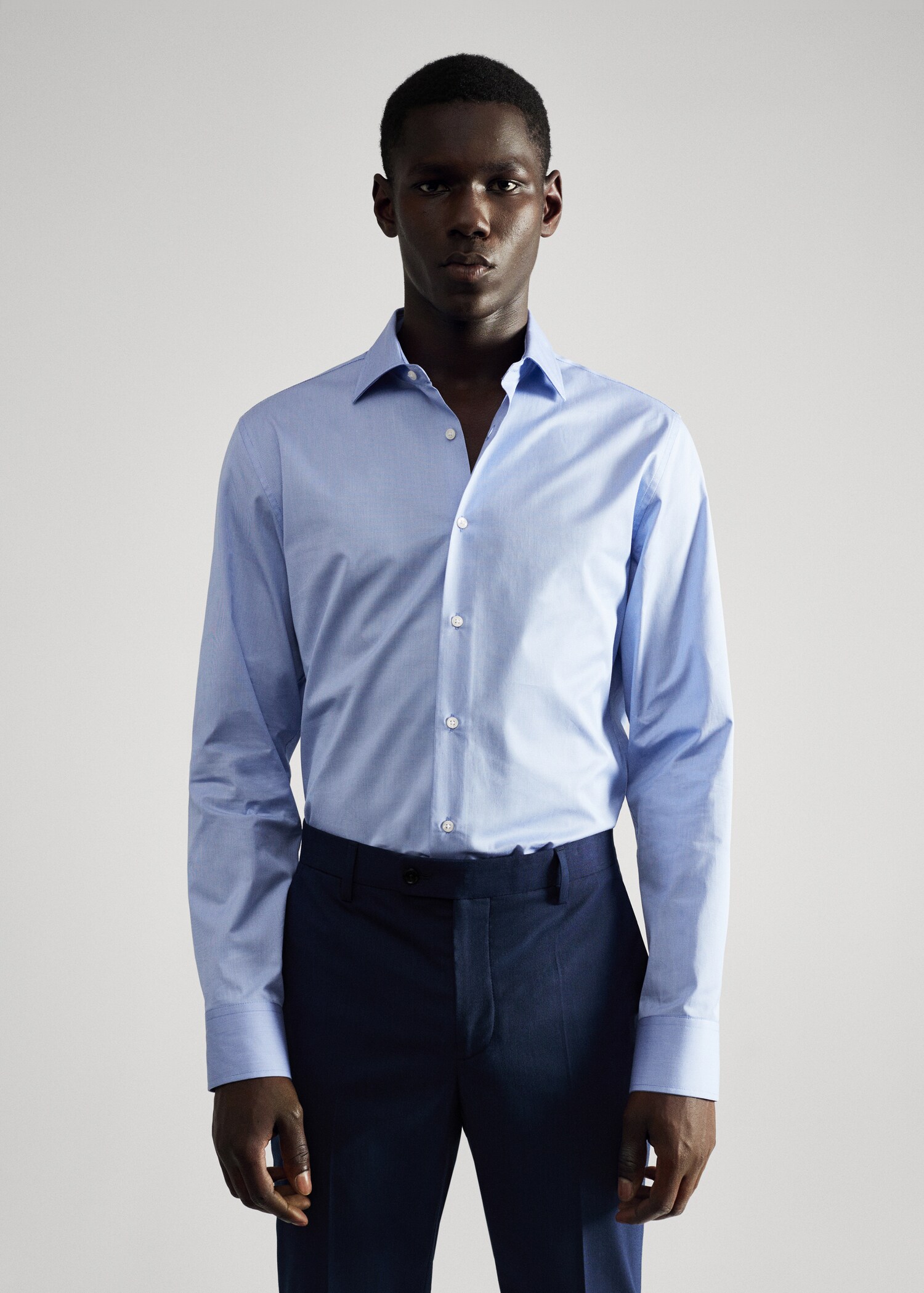 Micro-structure slim-fit suit shirt - Medium plane