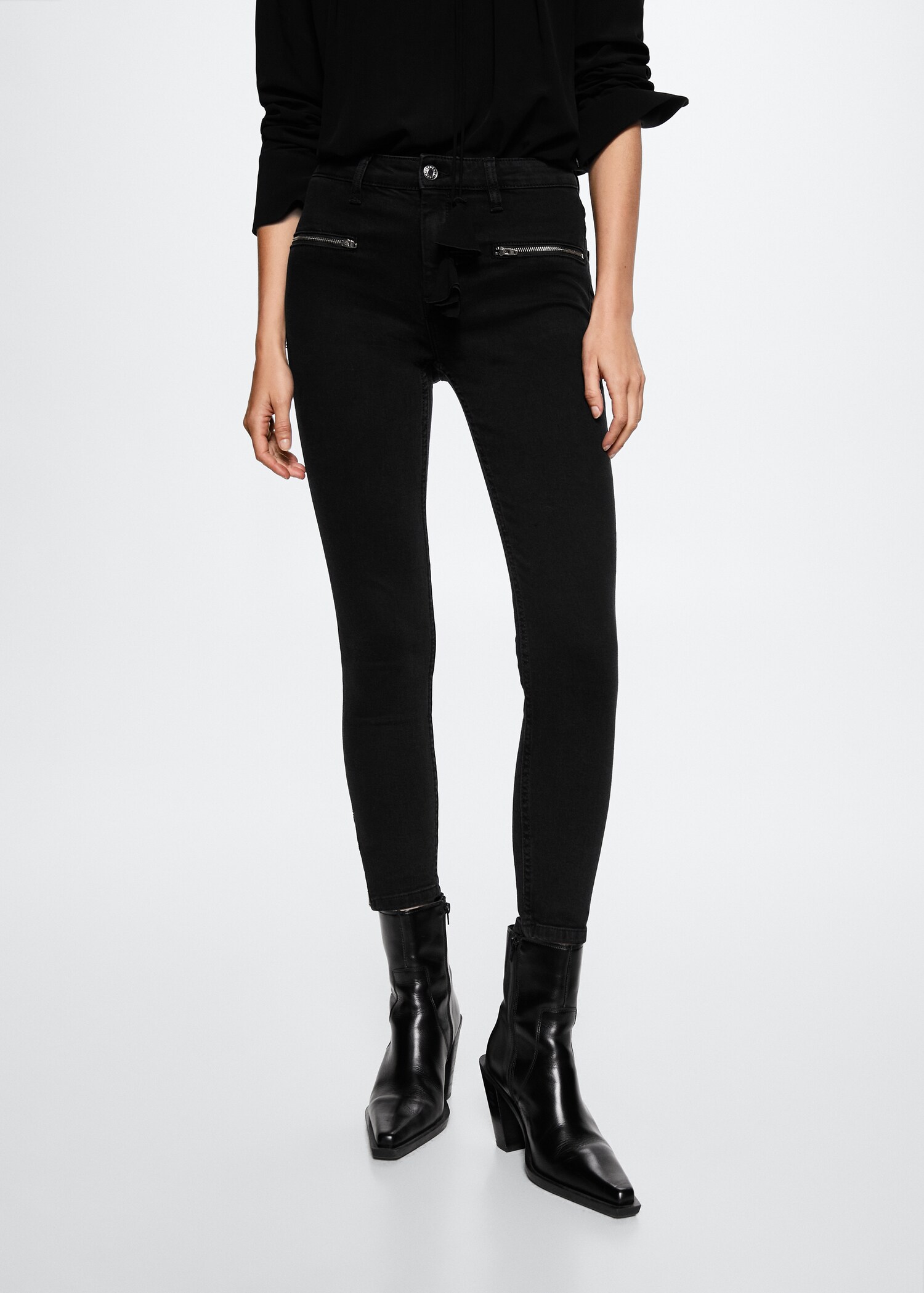 Jeans skinny estilo biker - Plano medio