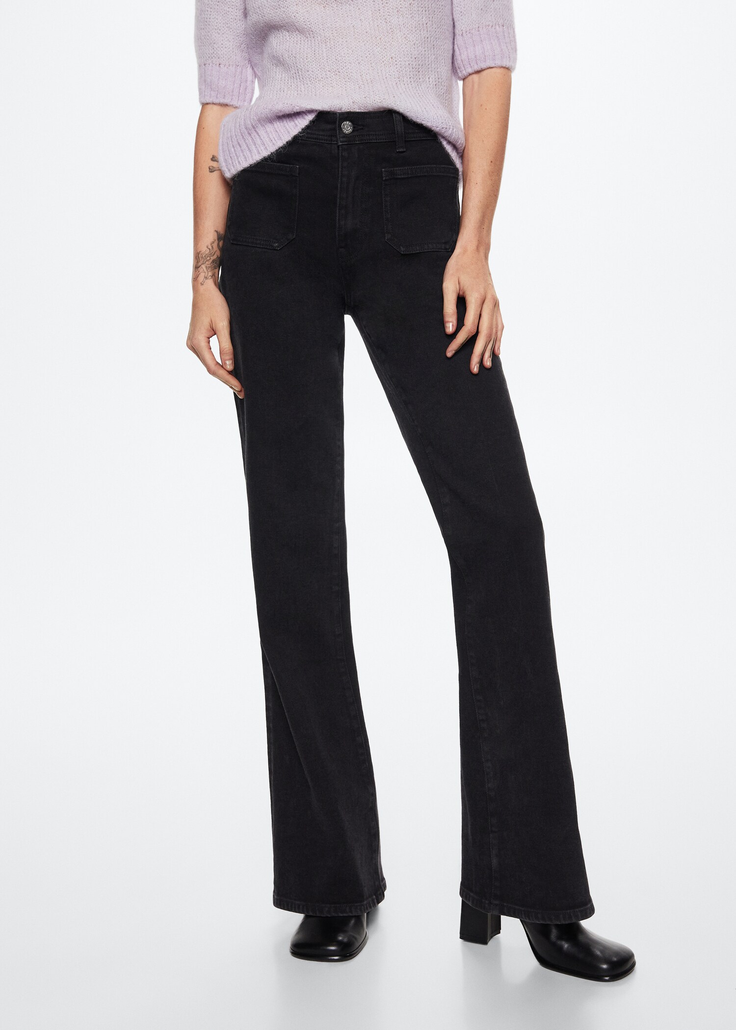 Flared jeans with pocket - Medium plane