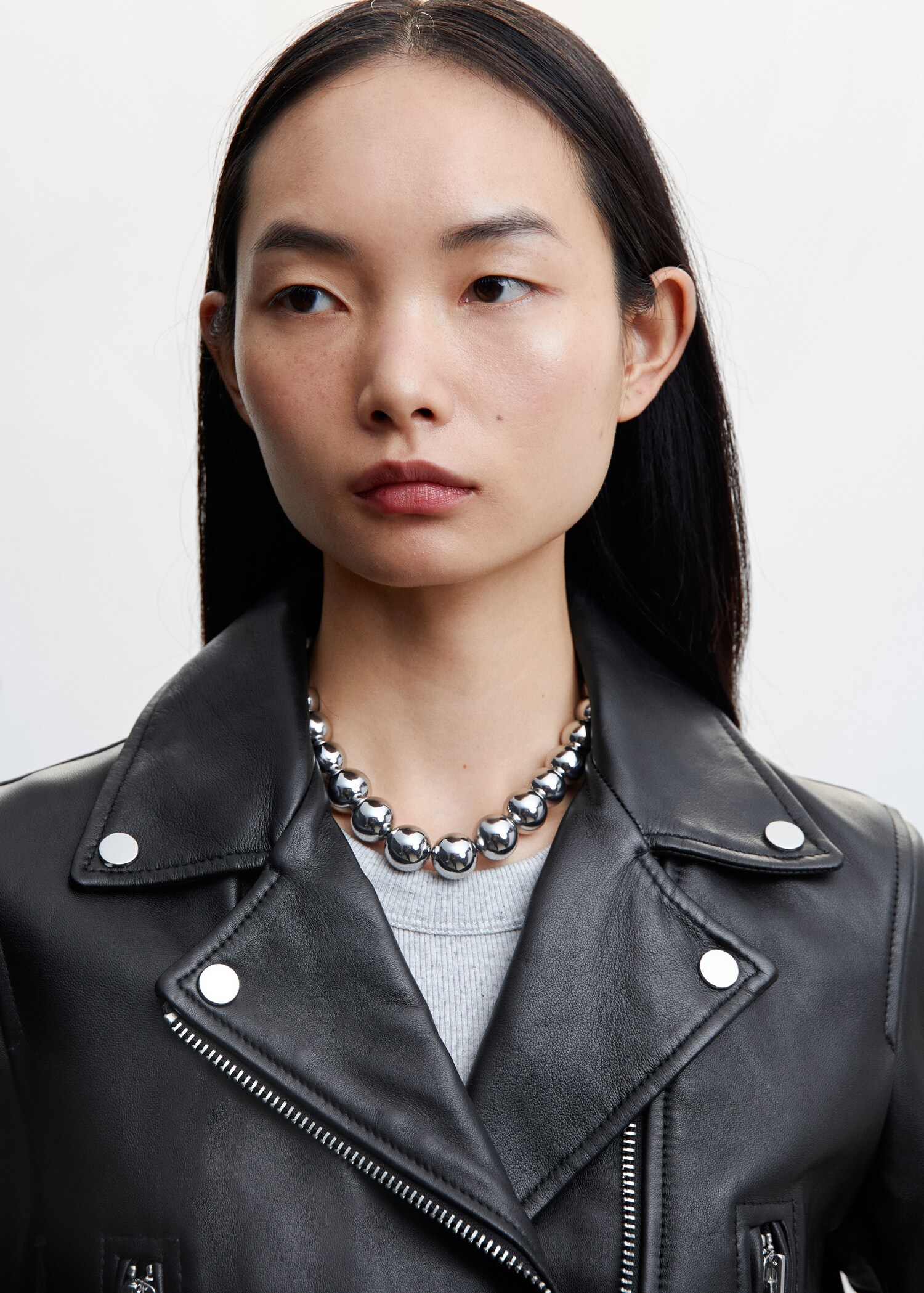 Leather biker jacket - Details of the article 1
