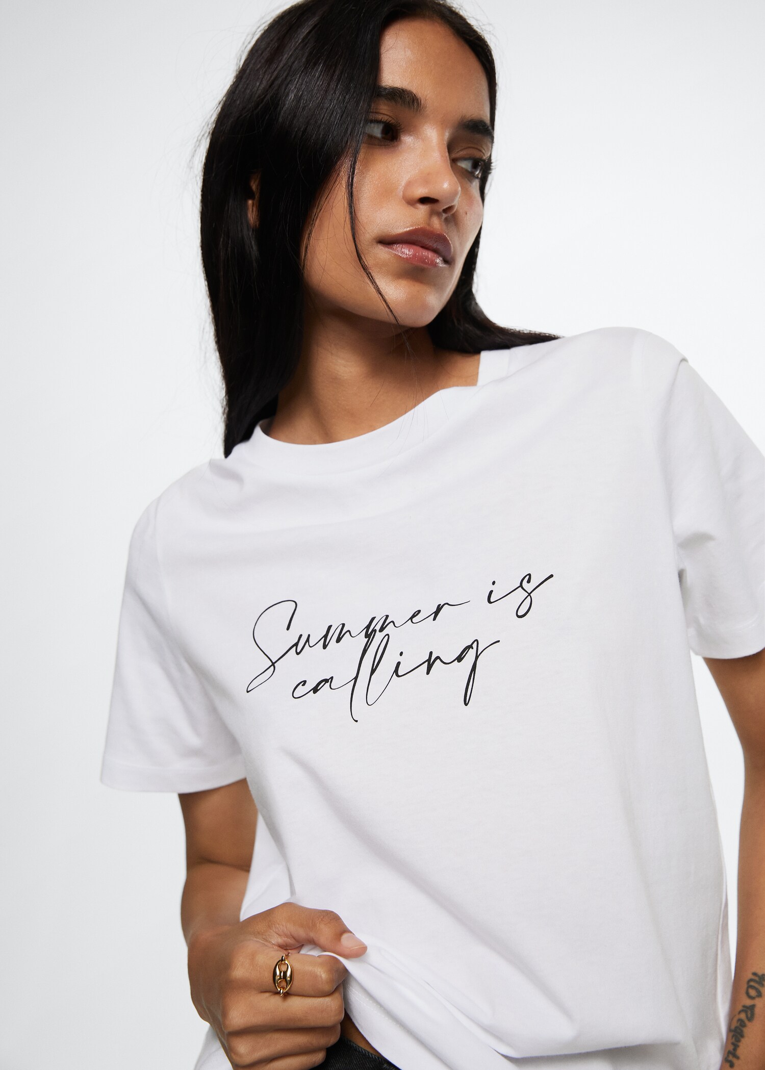 Katoenen T-shirt met boodschap - Detail van het artikel 1