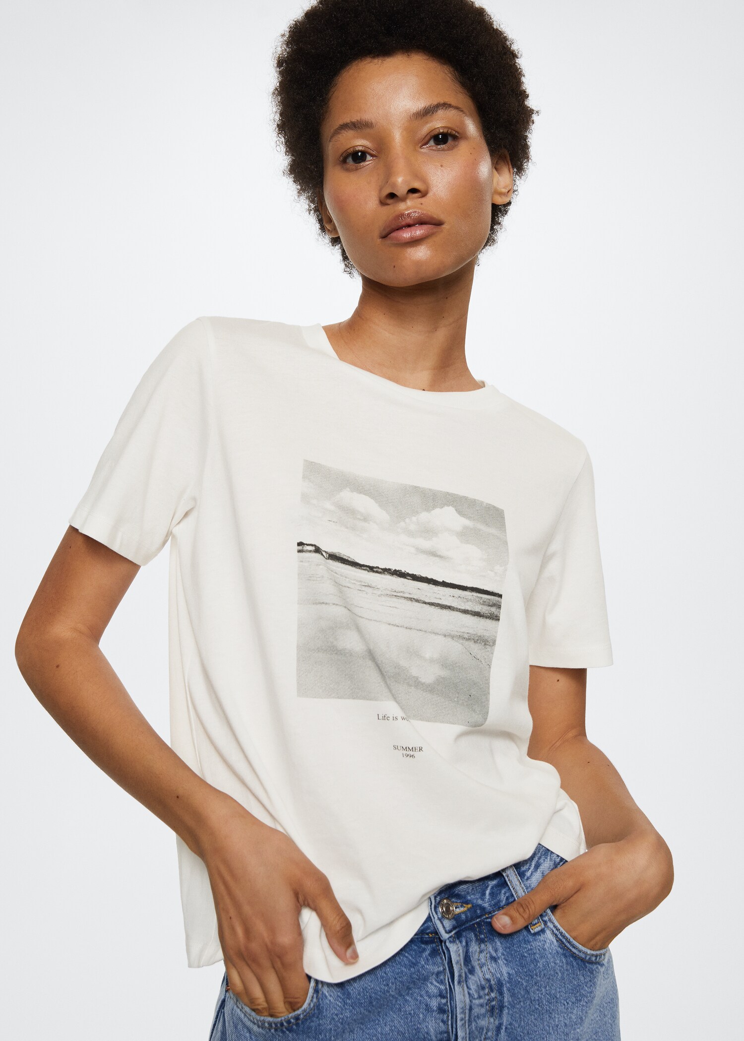 Katoenen T-shirt met boodschap - Detail van het artikel 1
