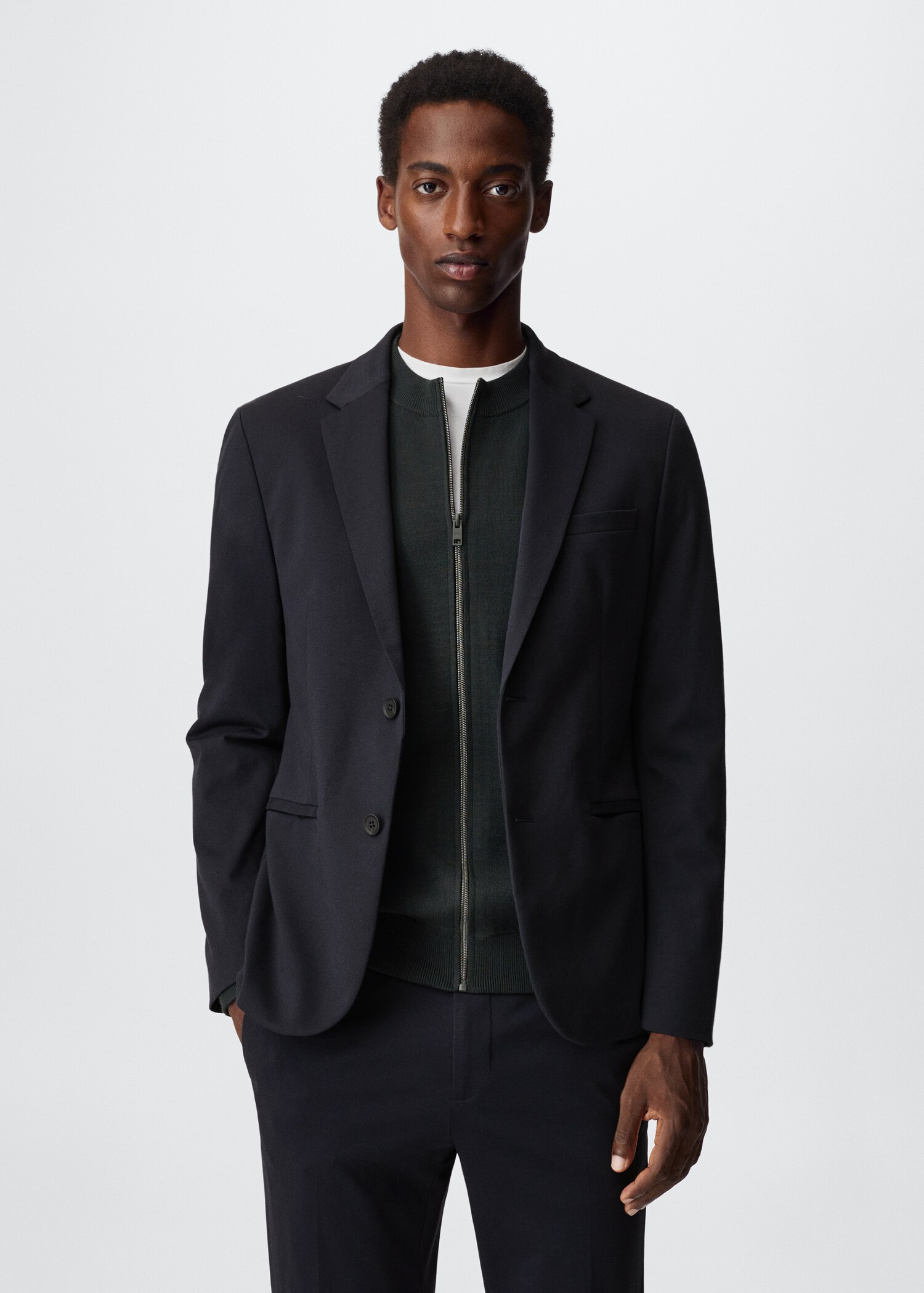 Slim-fit cotton suit blazer - Medium plane