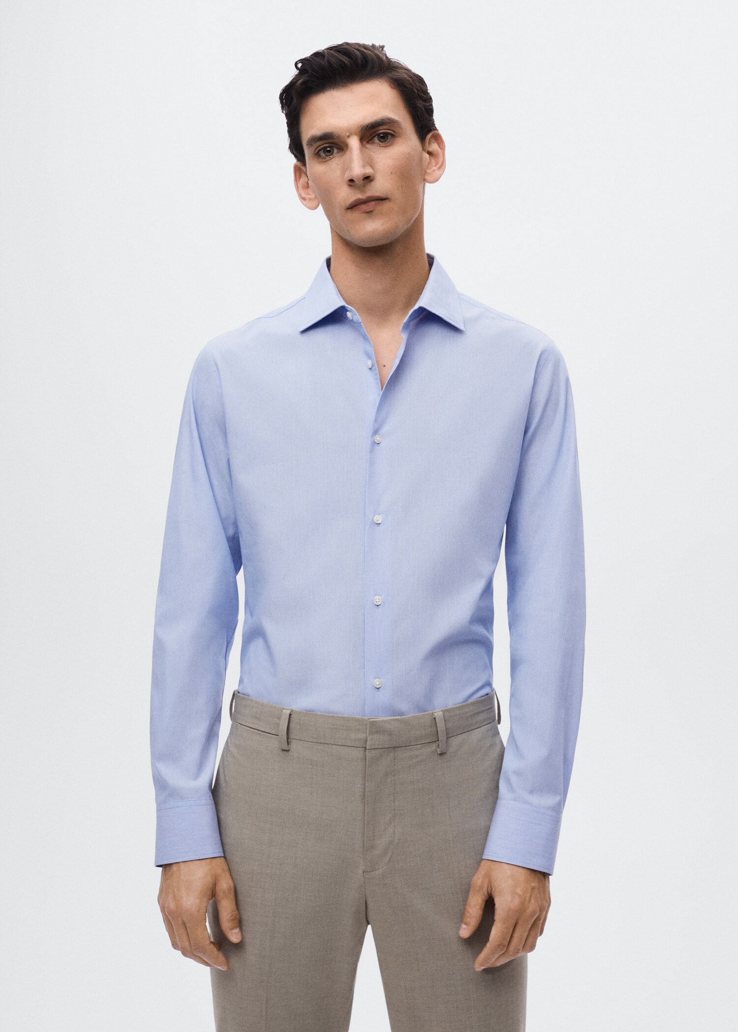 Slim fit thousand striped suit shirt - Medium plane