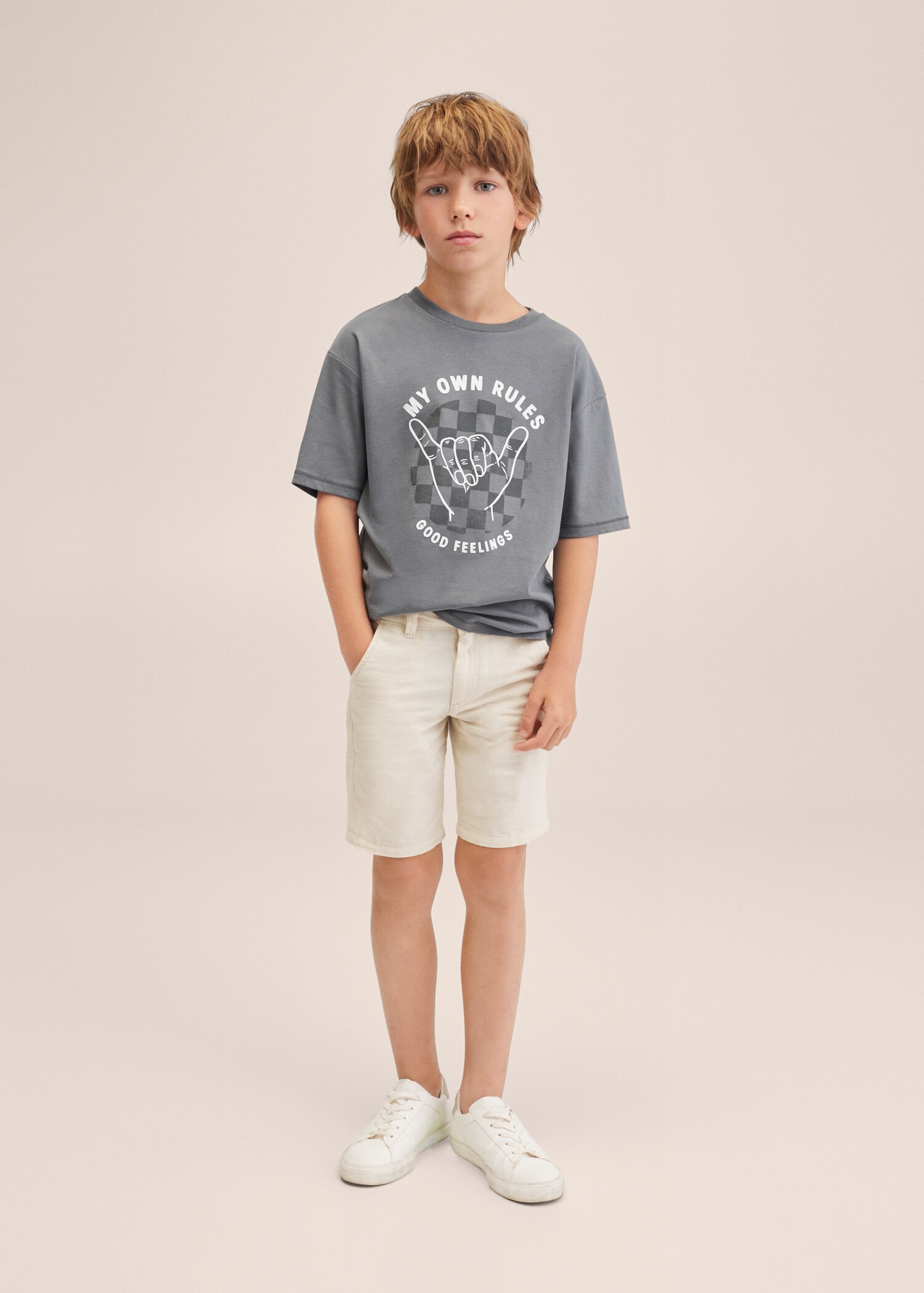 Camiseta algodón estampada - Plano medio
