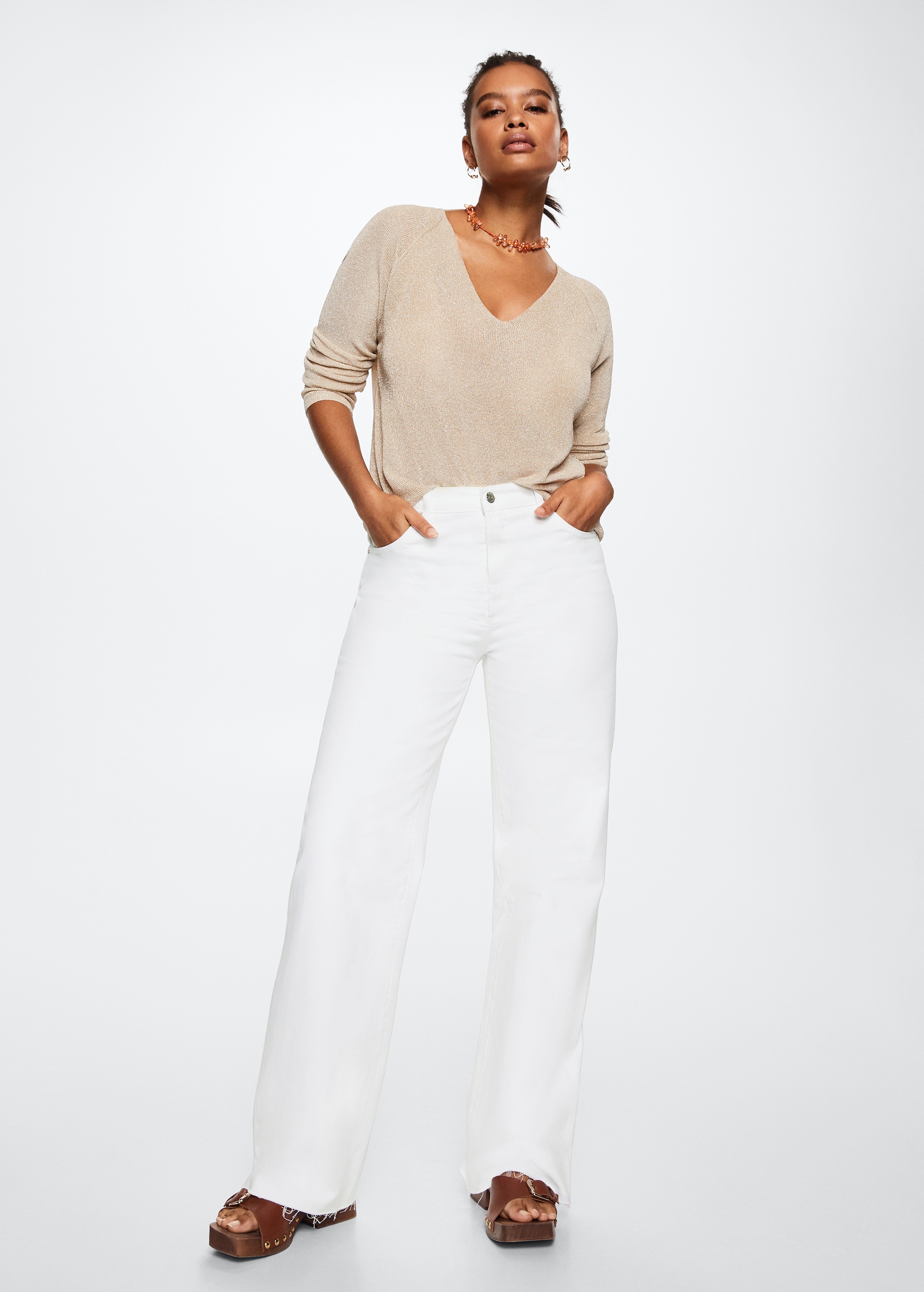 Taille Haute Jean Droit Blanc Femme Jean Droit évasé Avec Fente