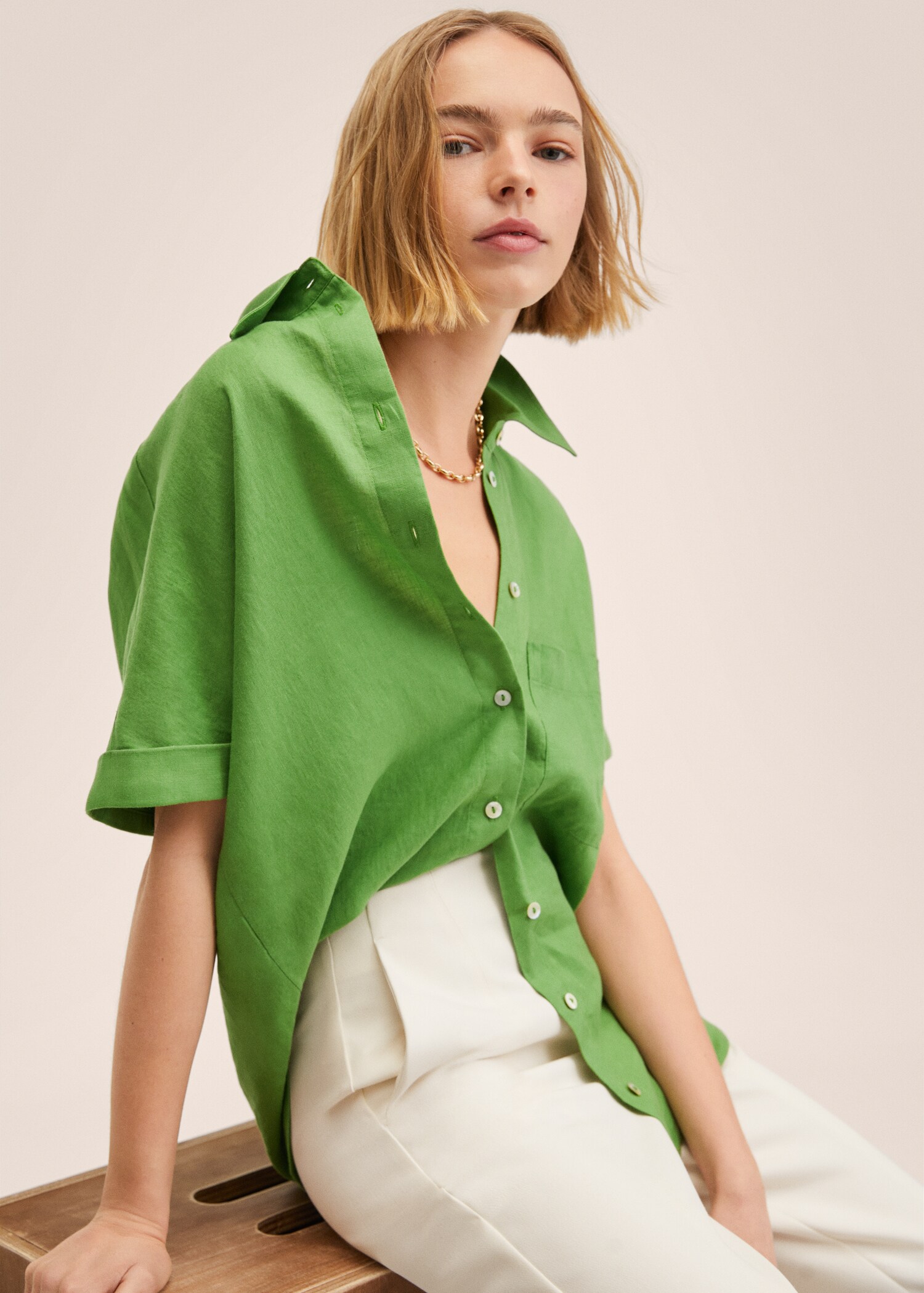 Linen 100% shirt - Details of the article 2
