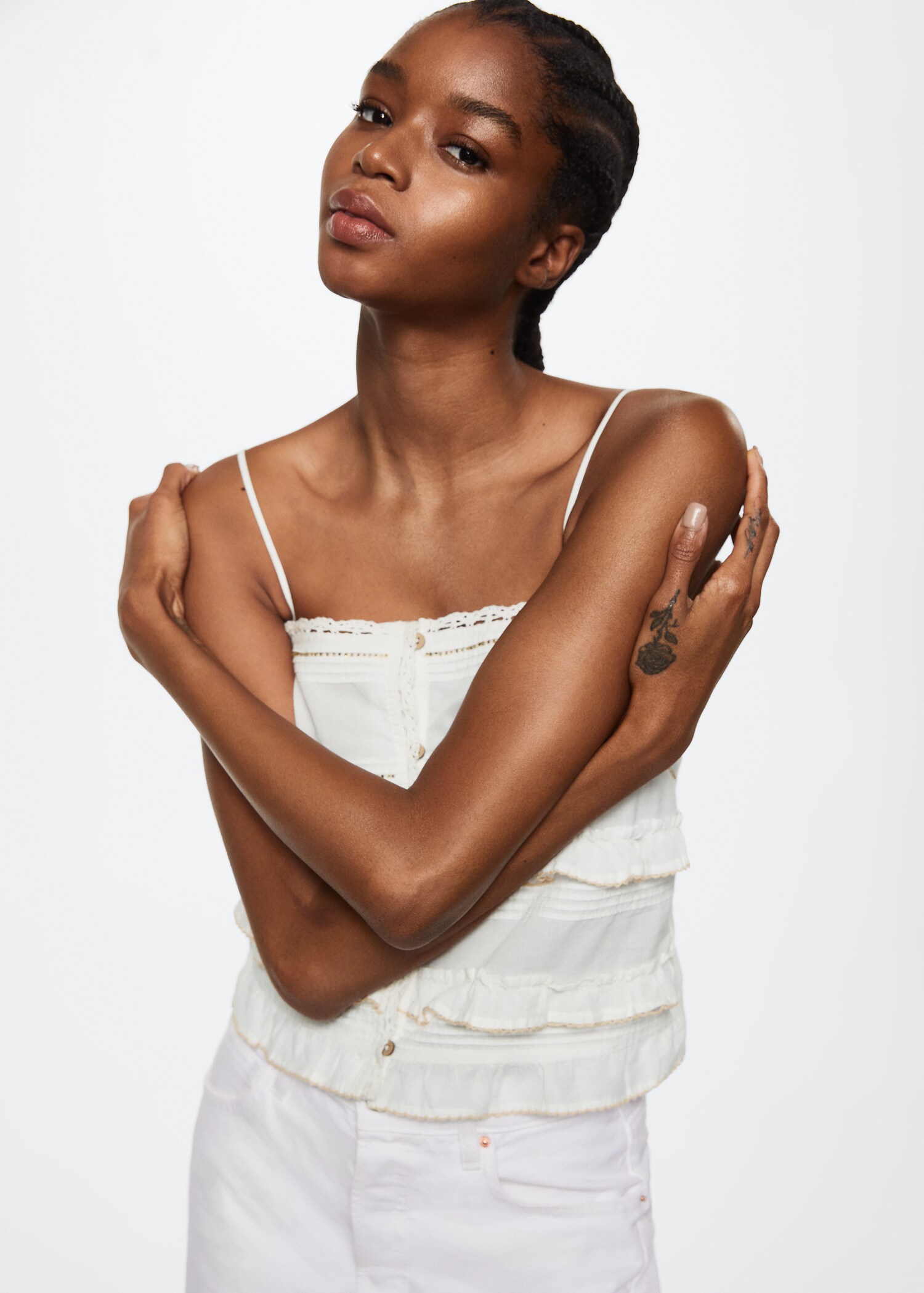 Ruffled cotton top - Medium plane