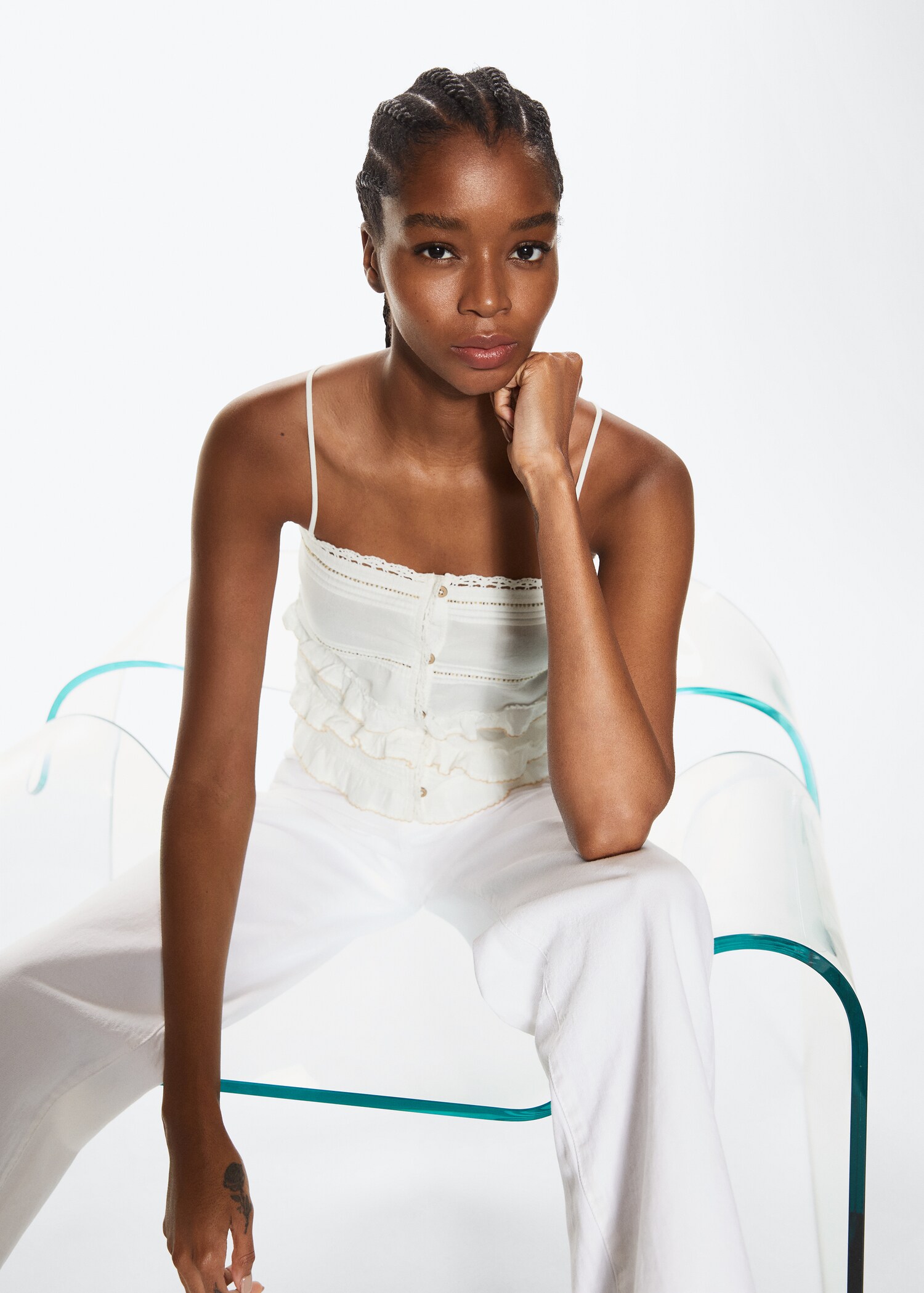 Ruffled cotton top - Details of the article 1