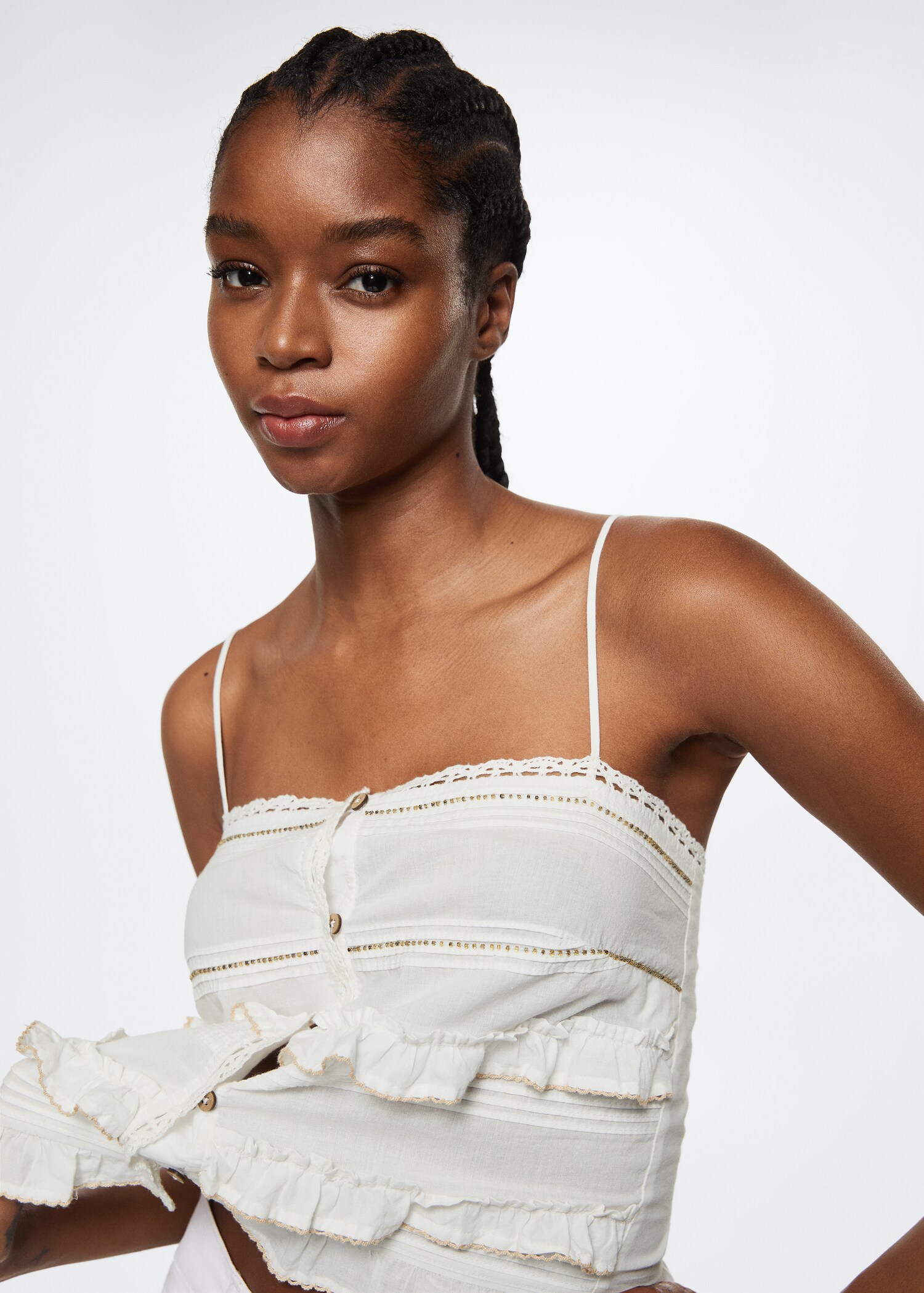 Ruffled cotton top - Details of the article 2