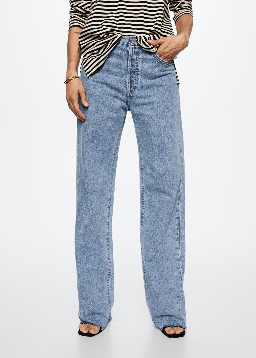 High-rise wideleg jeans - Women | MANGO Georgia