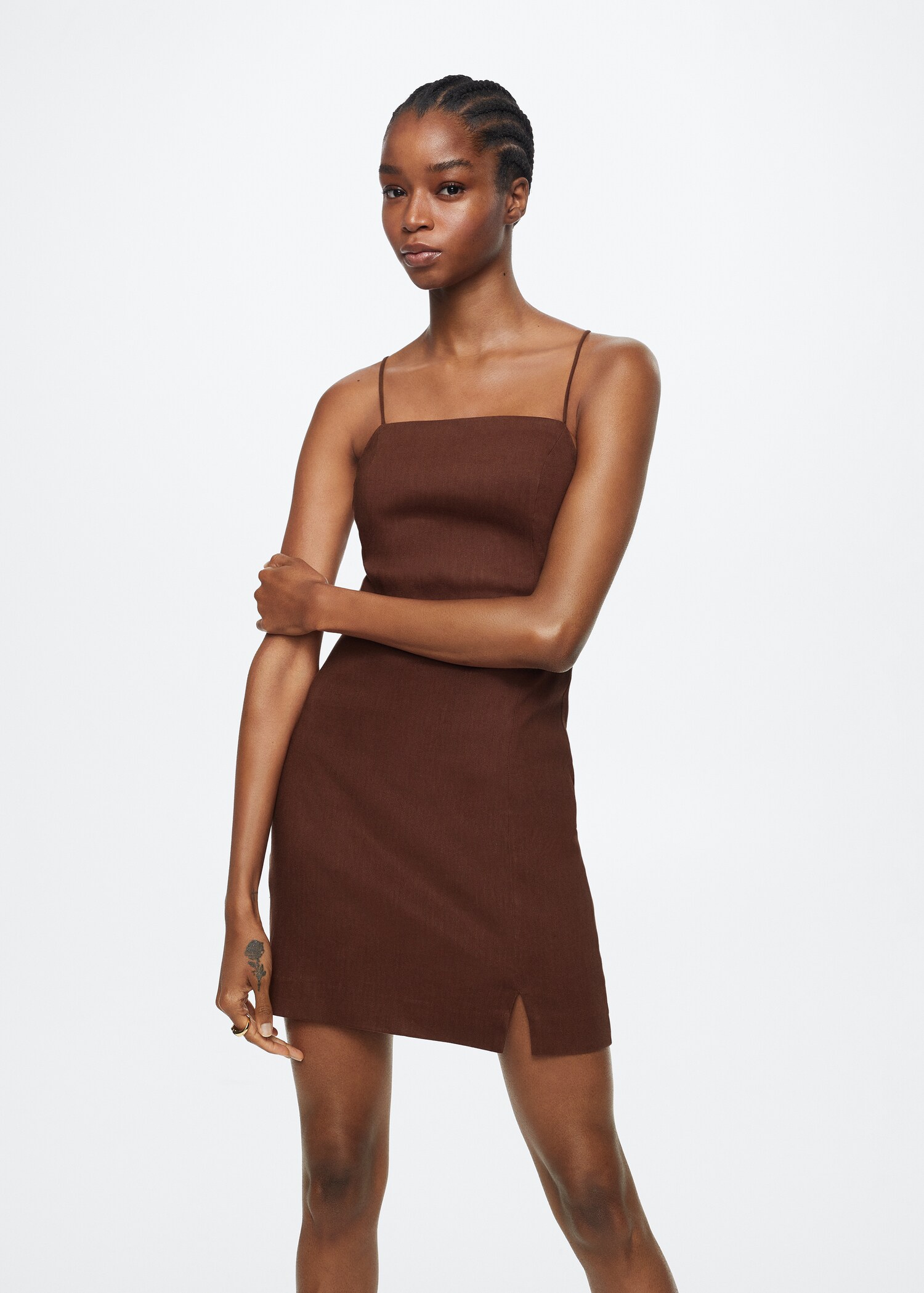 Linen strap dress - Medium plane