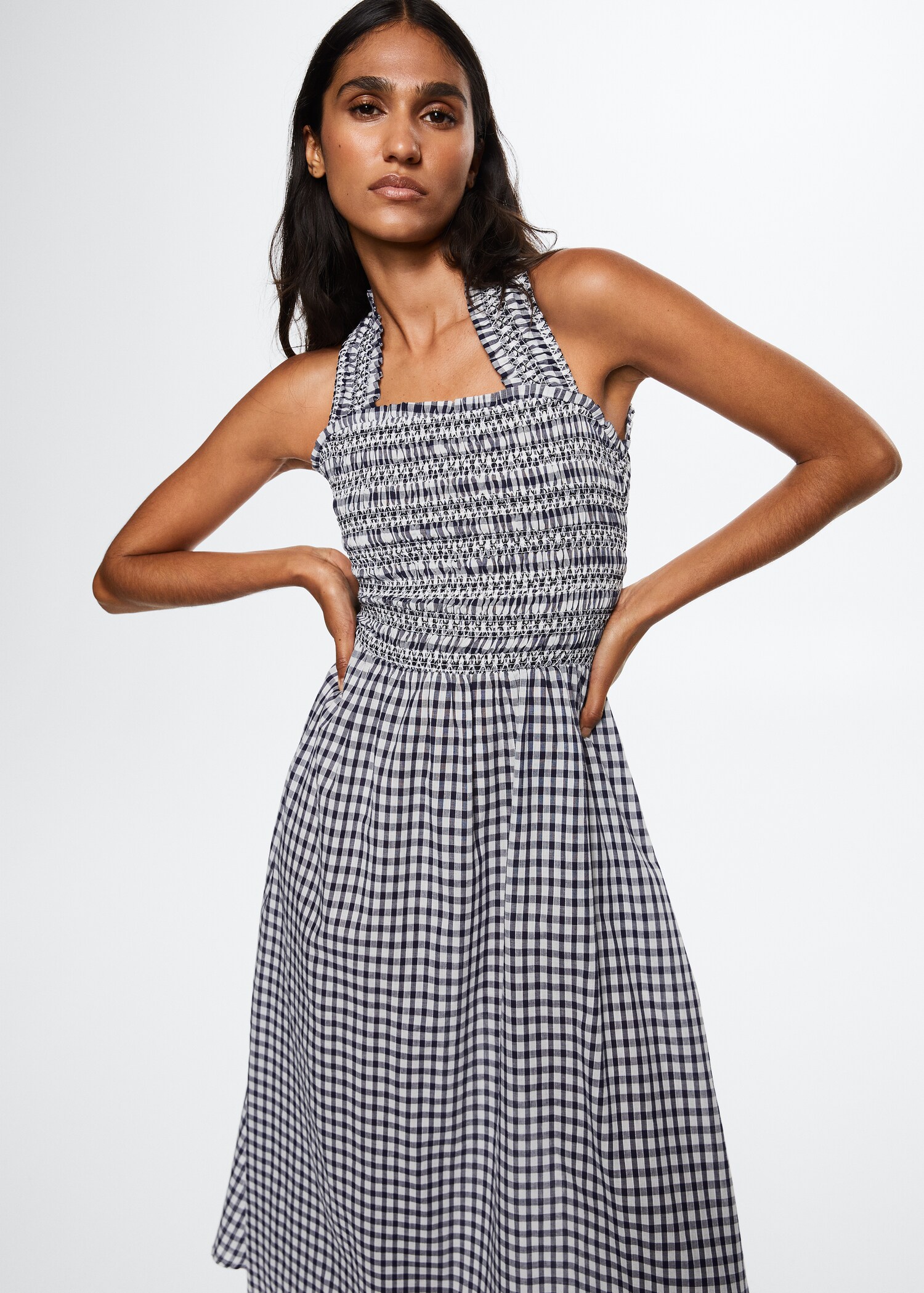Gingham check cottoned dress - Medium plane