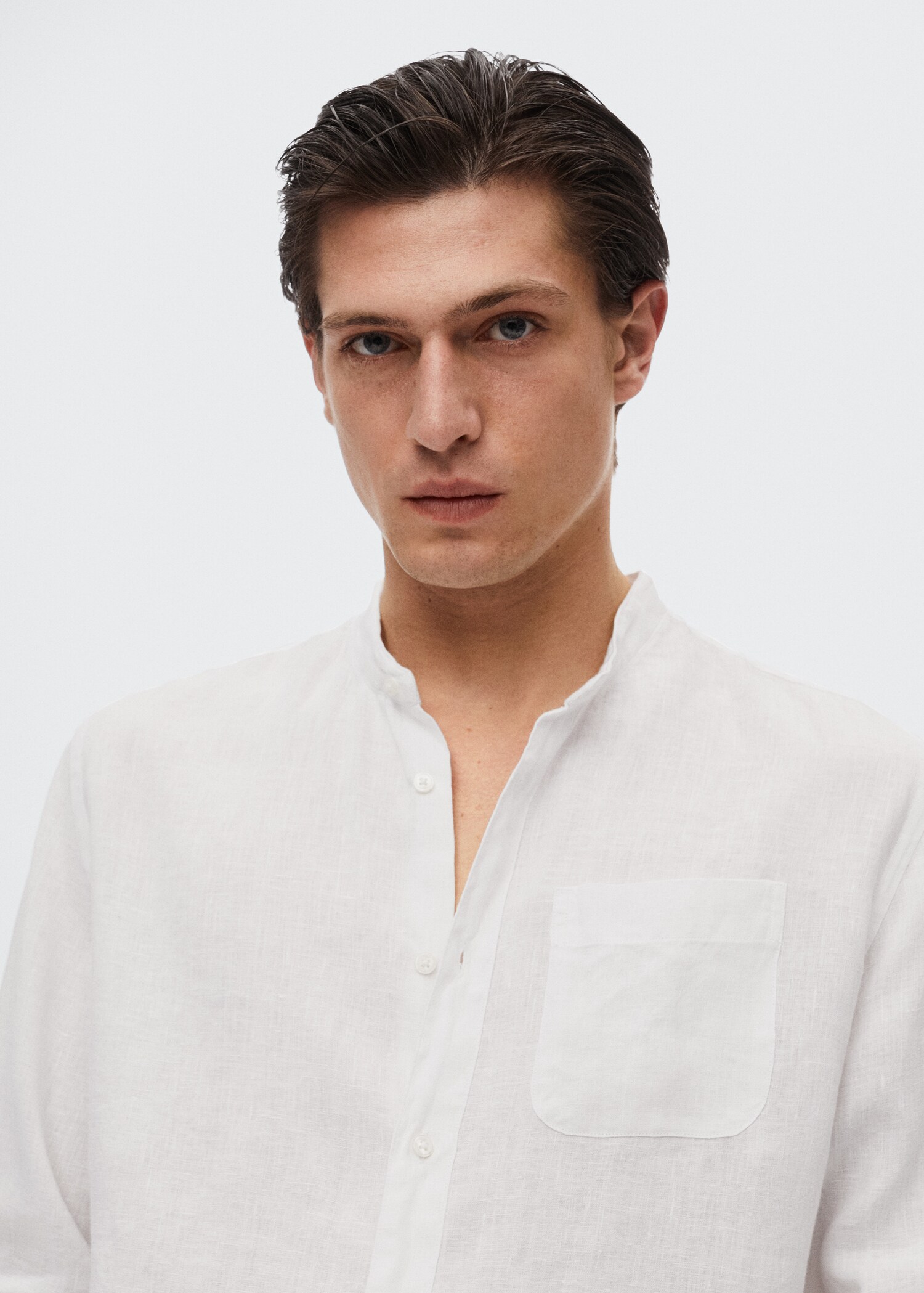 Slim Fit-Leinenhemd mit Stehkragen - Detail des Artikels 1