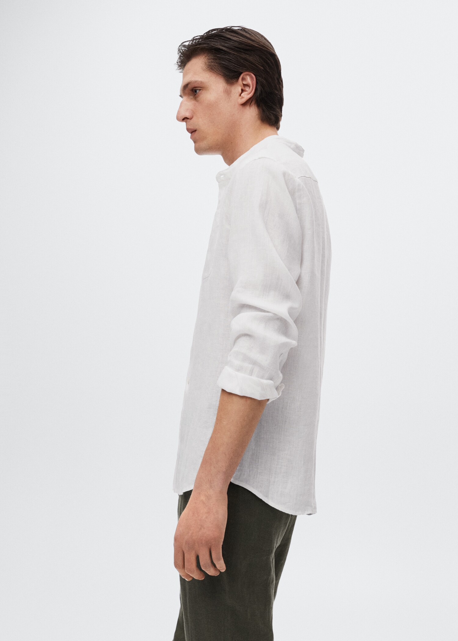 Slim Fit-Leinenhemd mit Stehkragen - Detail des Artikels 2