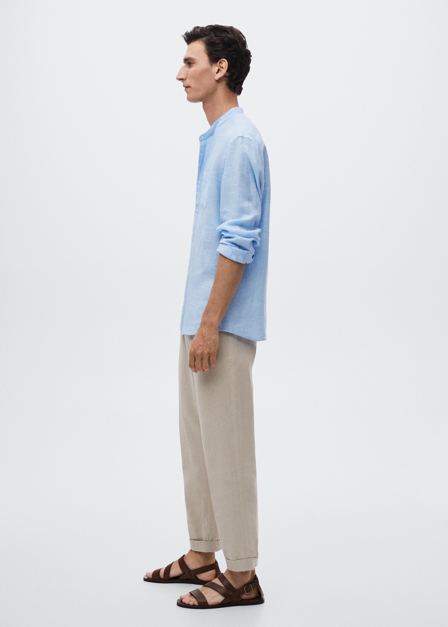 Slim Fit-Leinenhemd mit Stehkragen - Detail des Artikels 2