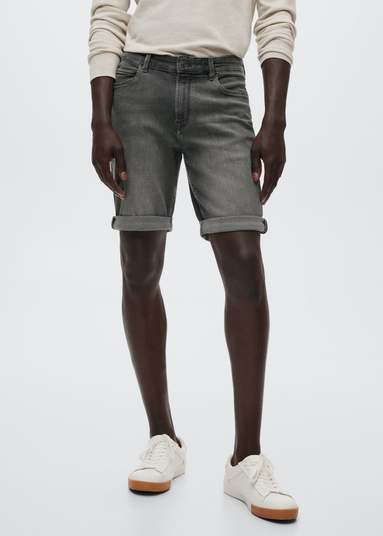 Slim Fit-Jeans-Bermudashorts - Mittlere Ansicht