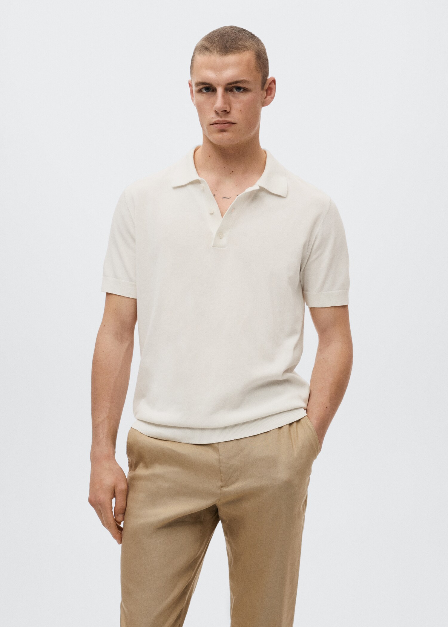 Knit cotton polo shirt - Medium plane