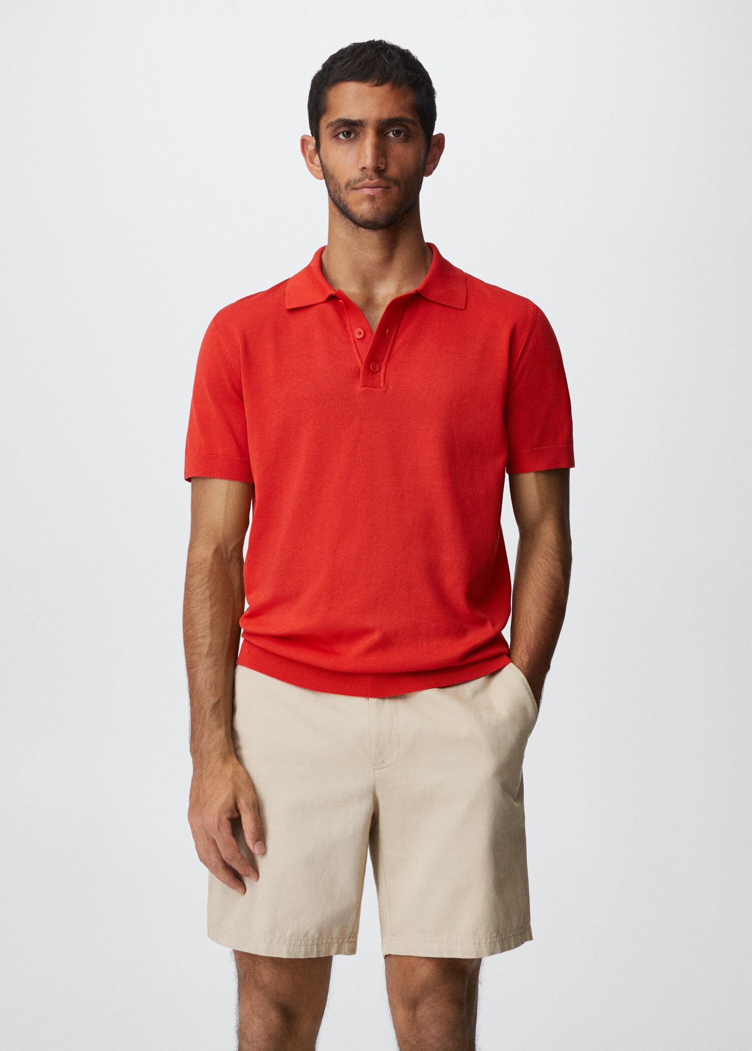 Knit cotton polo shirt - Medium plane
