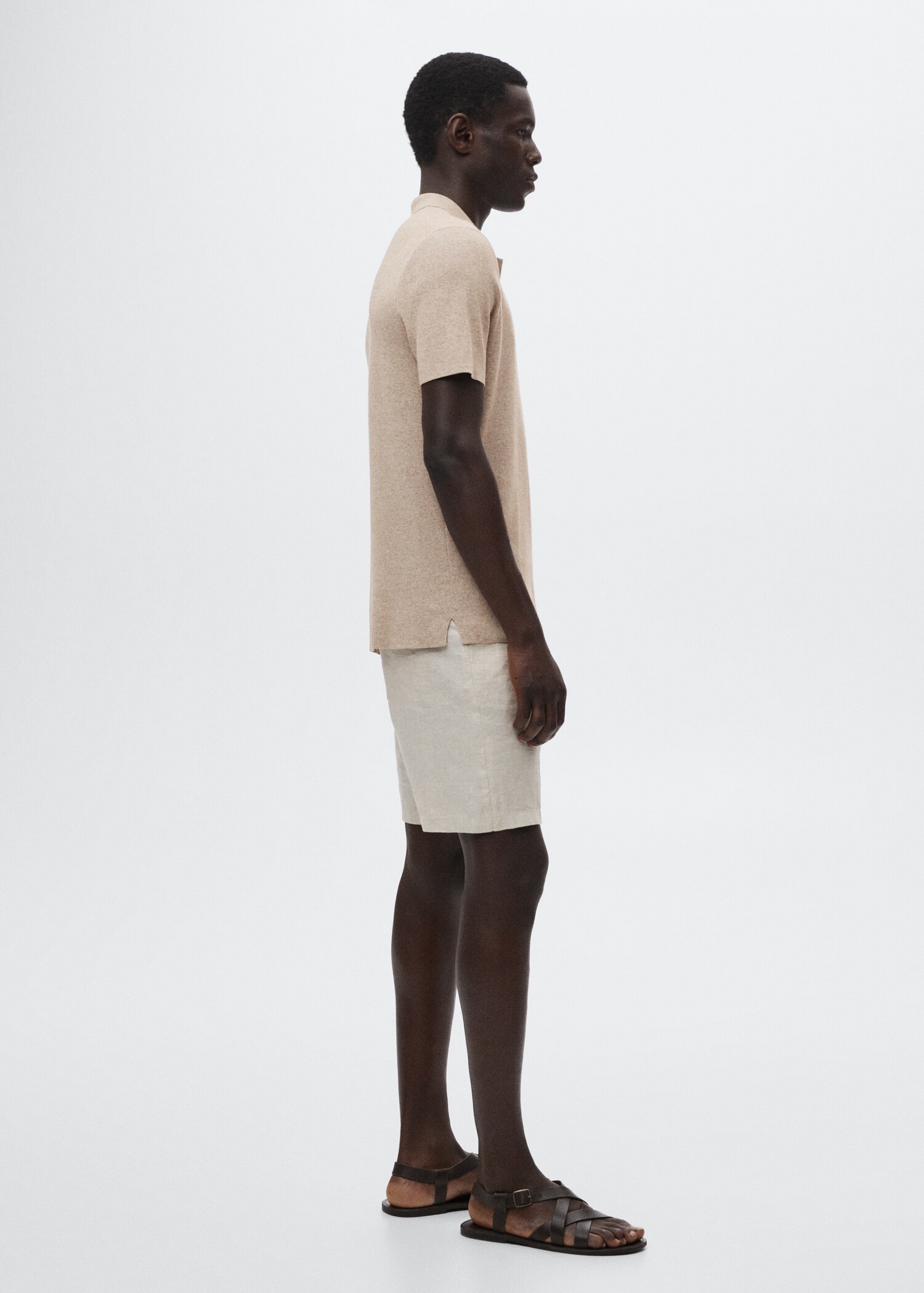 Fluid linen polo shirt - Details of the article 2