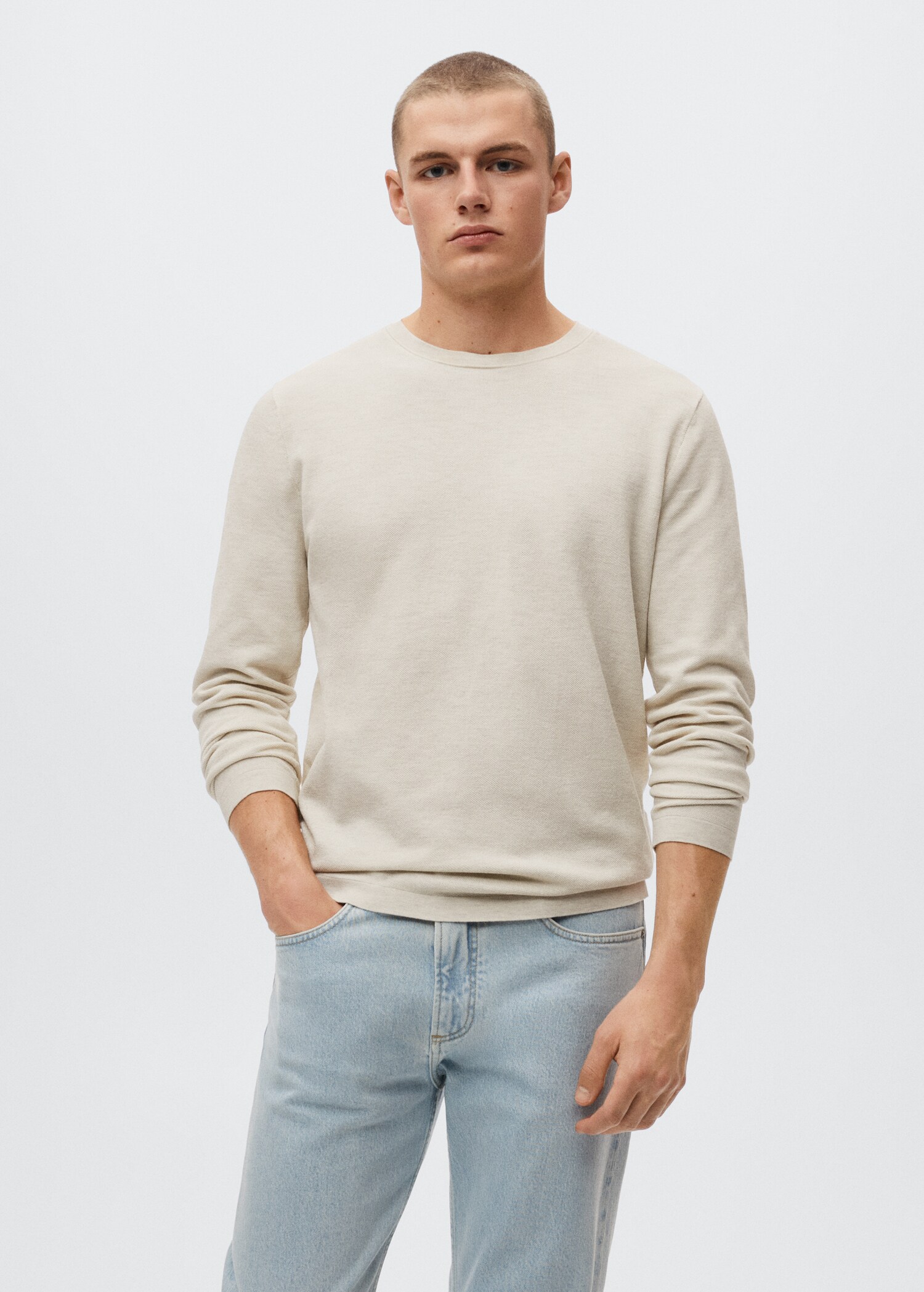 Fine-knit cotton sweater - Medium plane