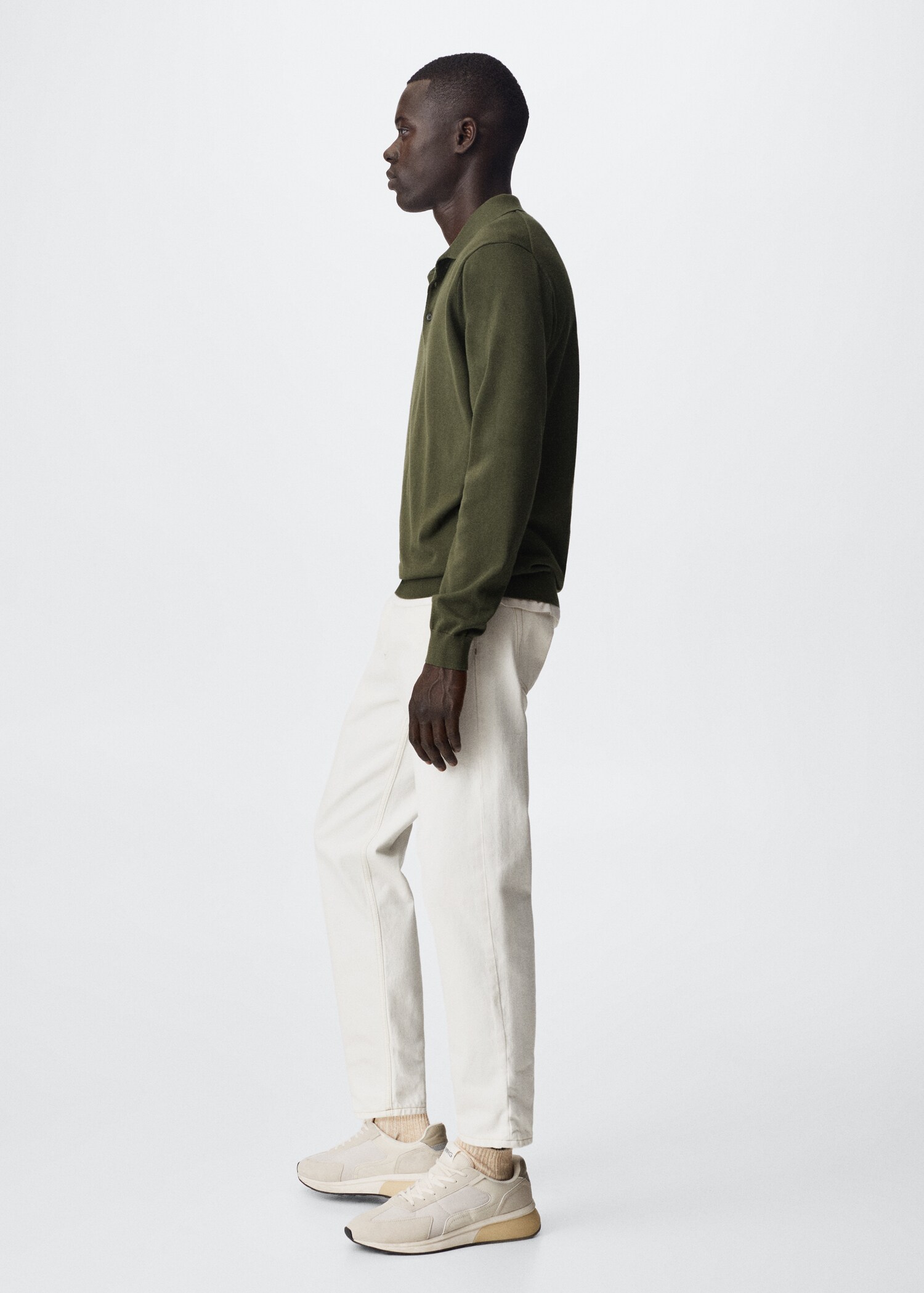 Long-sleeved cotton jersey polo shirt - Details of the article 2
