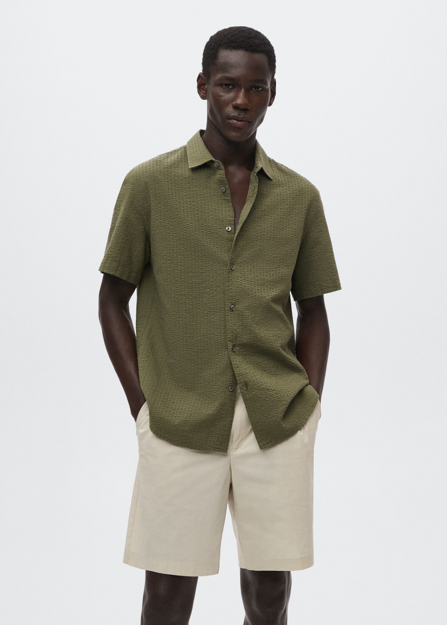 Camisa algodón seersucker - Plano medio