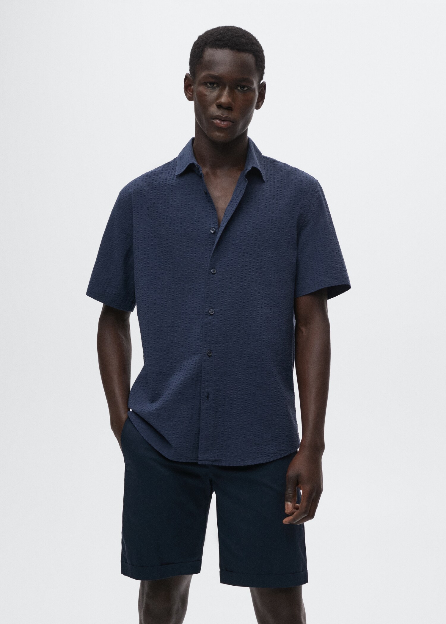 Camisa algodón seersucker - Plano medio