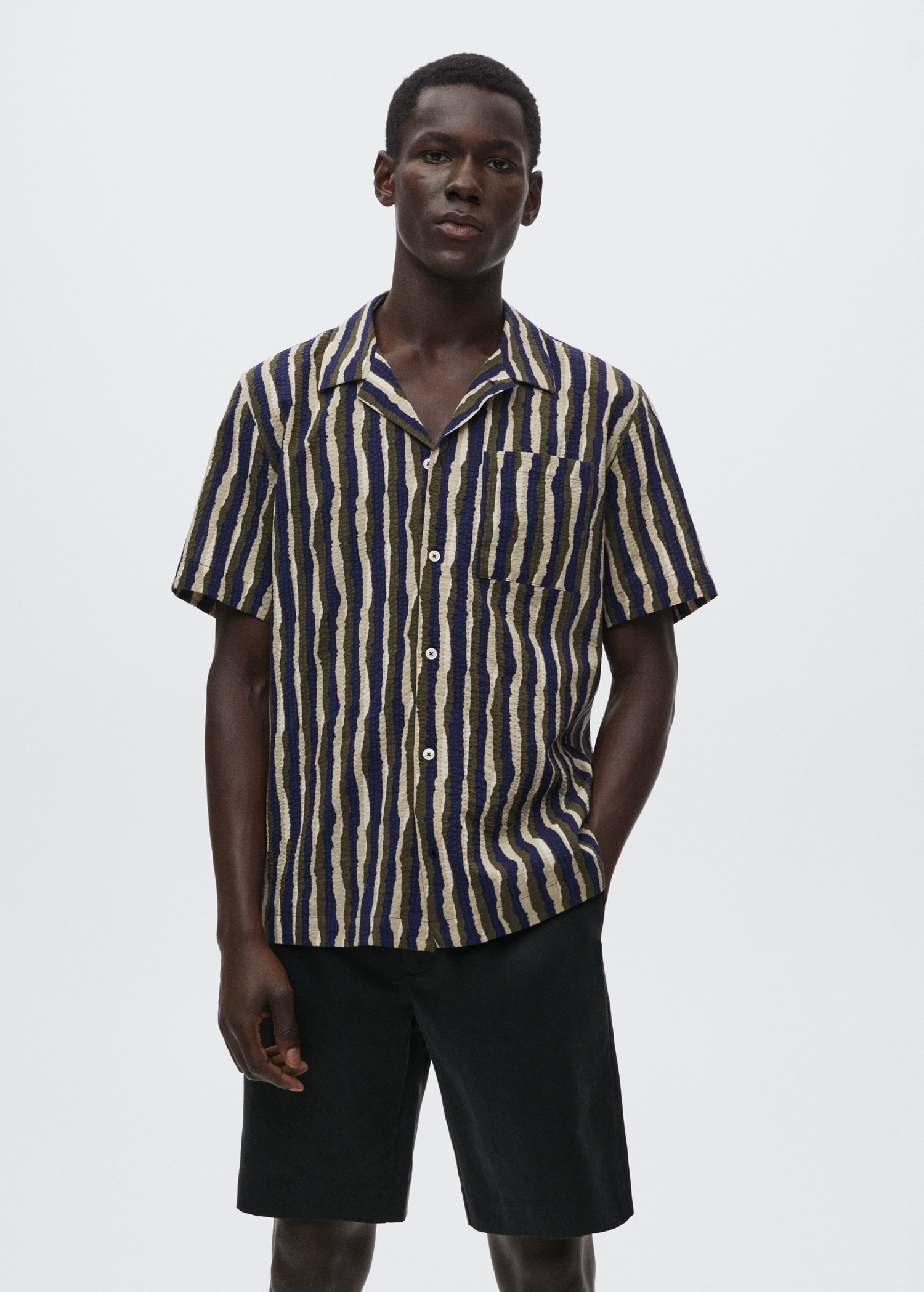 Camisa seersucker estampada - Plano medio