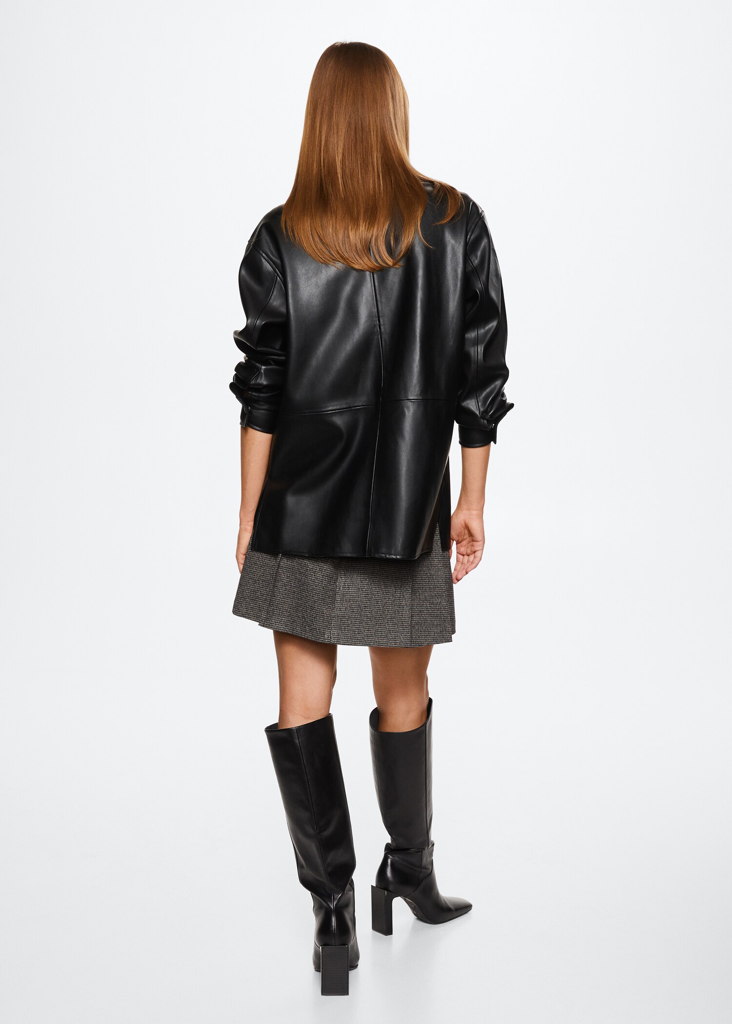 Oversized leather-effect overshirt - Reverse of the article