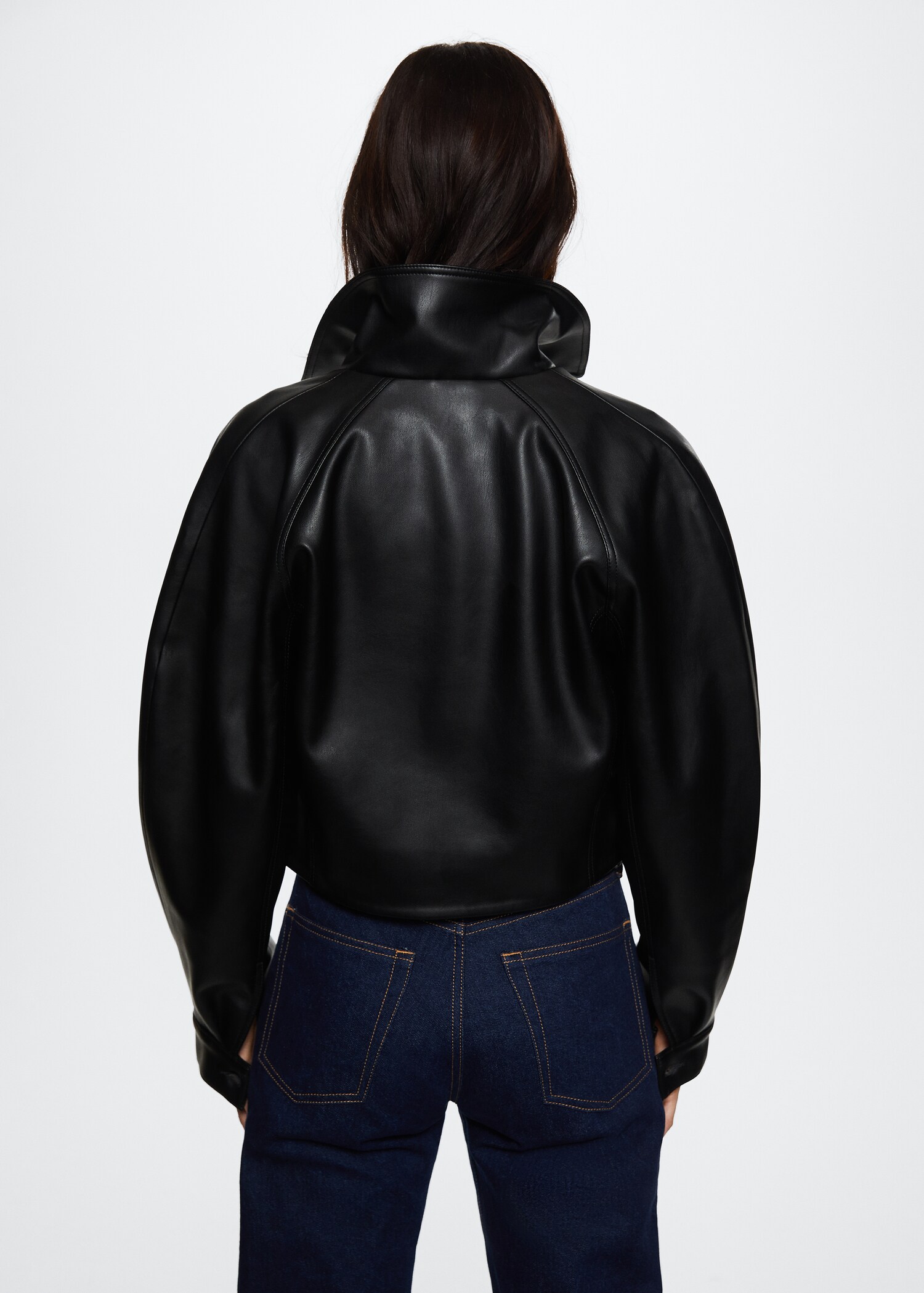 Short leather-effect jacket - Reverse of the article