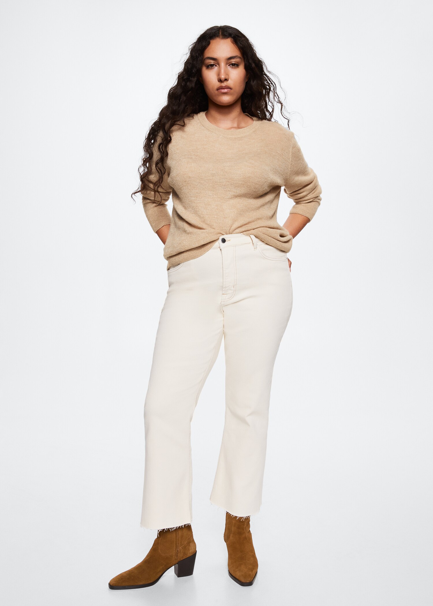 Cotton-linen round-neck knitted sweater - Details of the article 4
