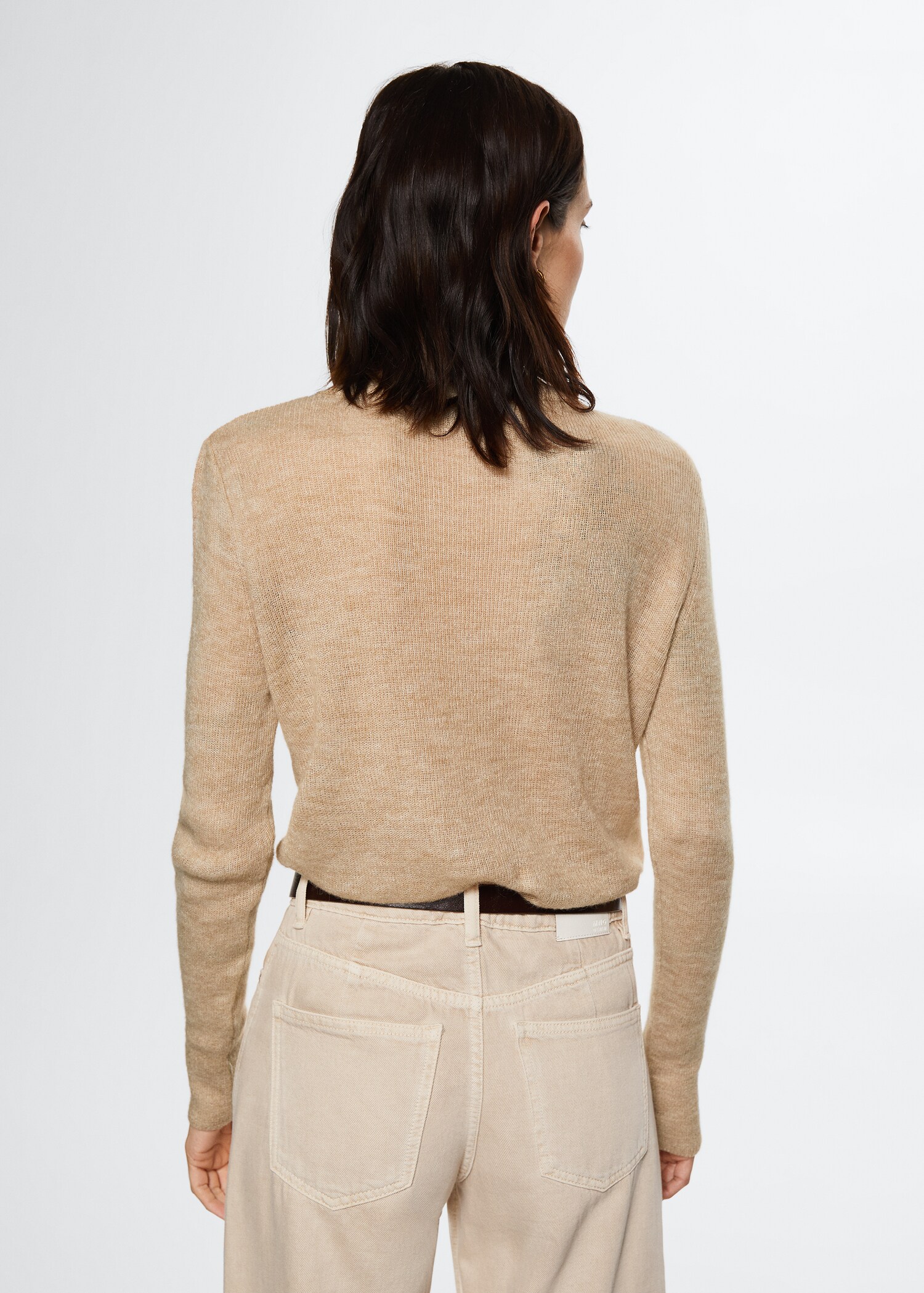 Cotton-linen round-neck knitted sweater - Reverse of the article