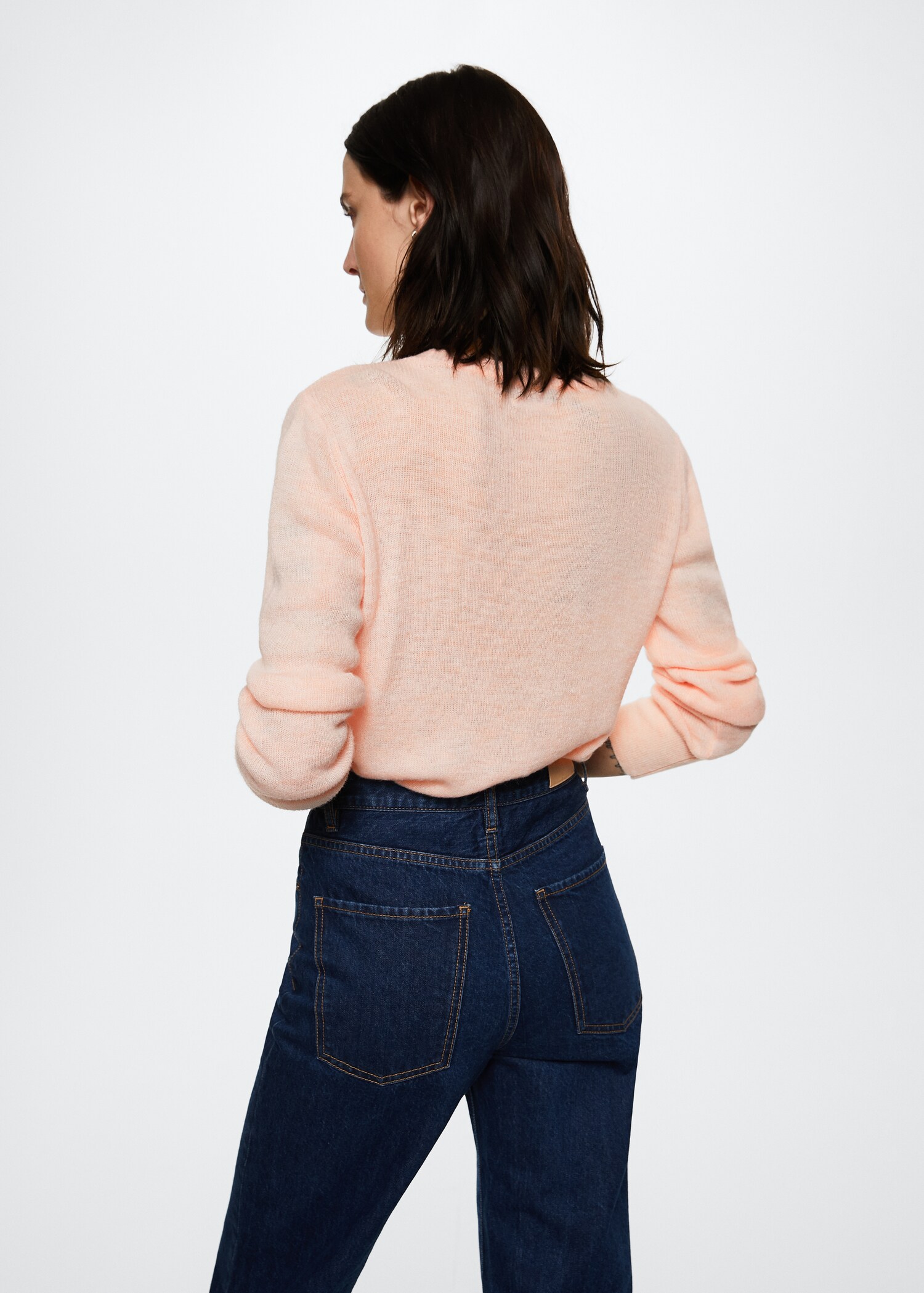 Cotton-linen round-neck knitted sweater - Reverse of the article