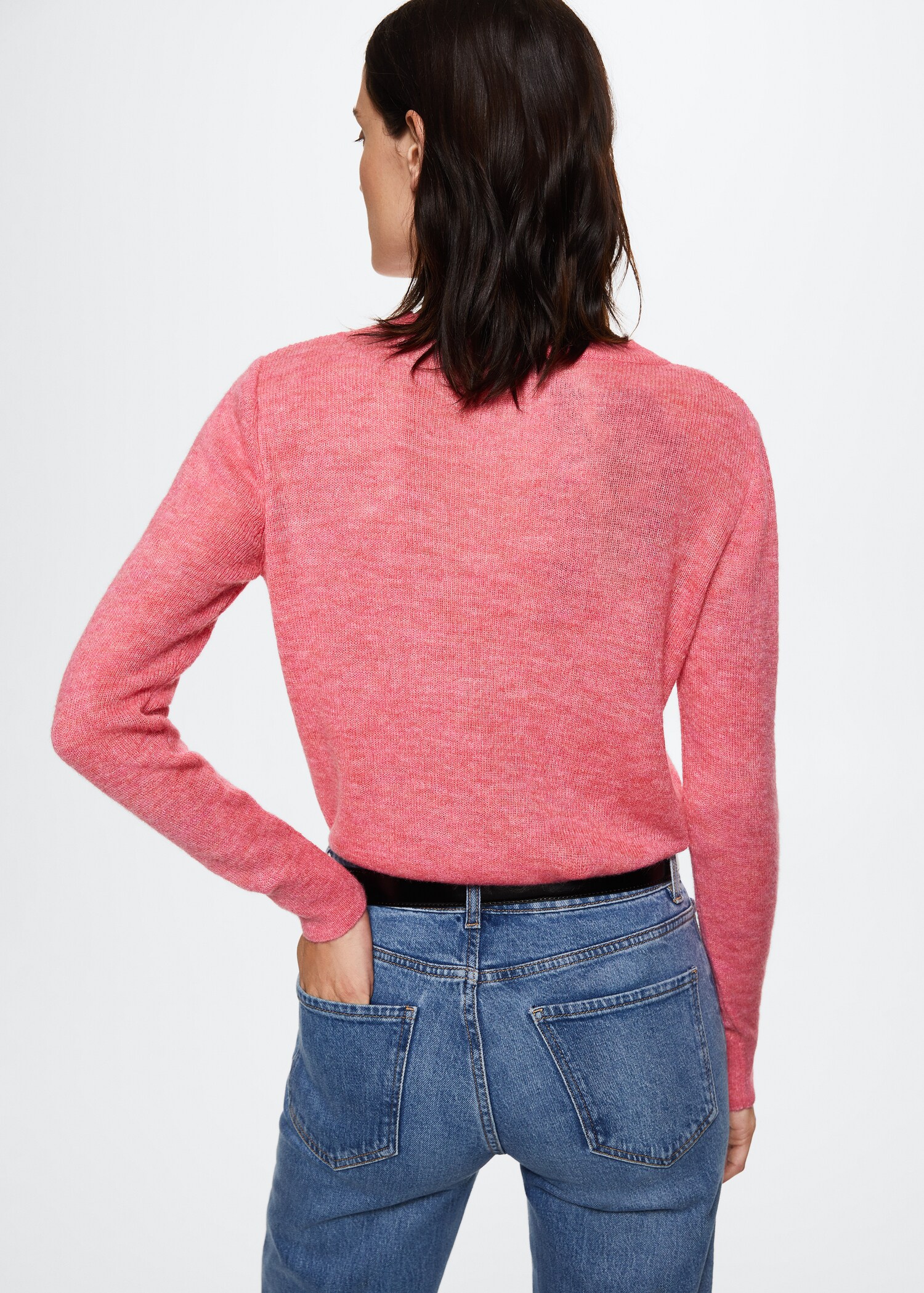 Cotton-linen round-neck knitted sweater - Reverse of the article
