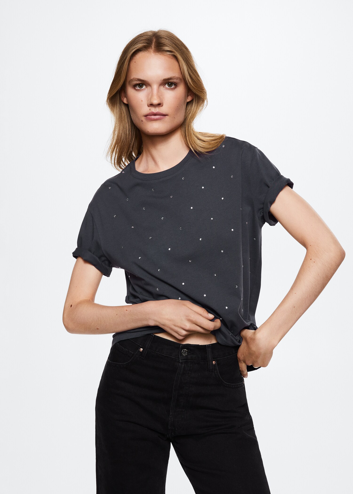T-shirt coton strass - Plan moyen