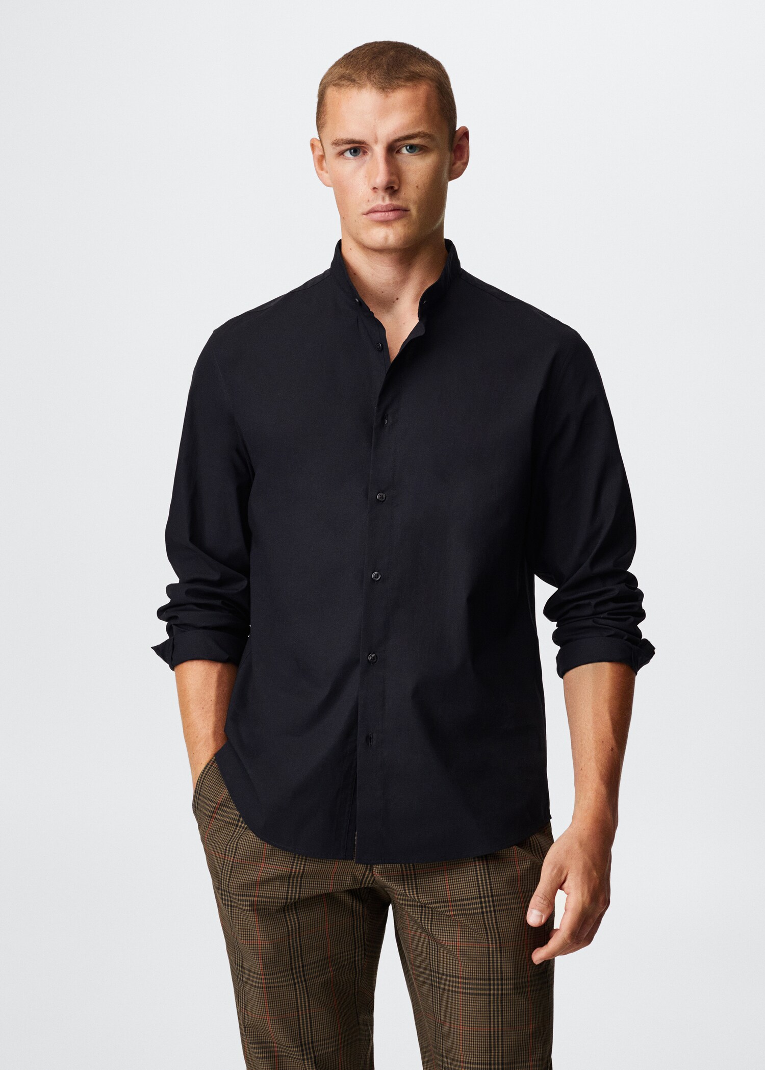 Regular fit Mao collar shirt - Medium plane