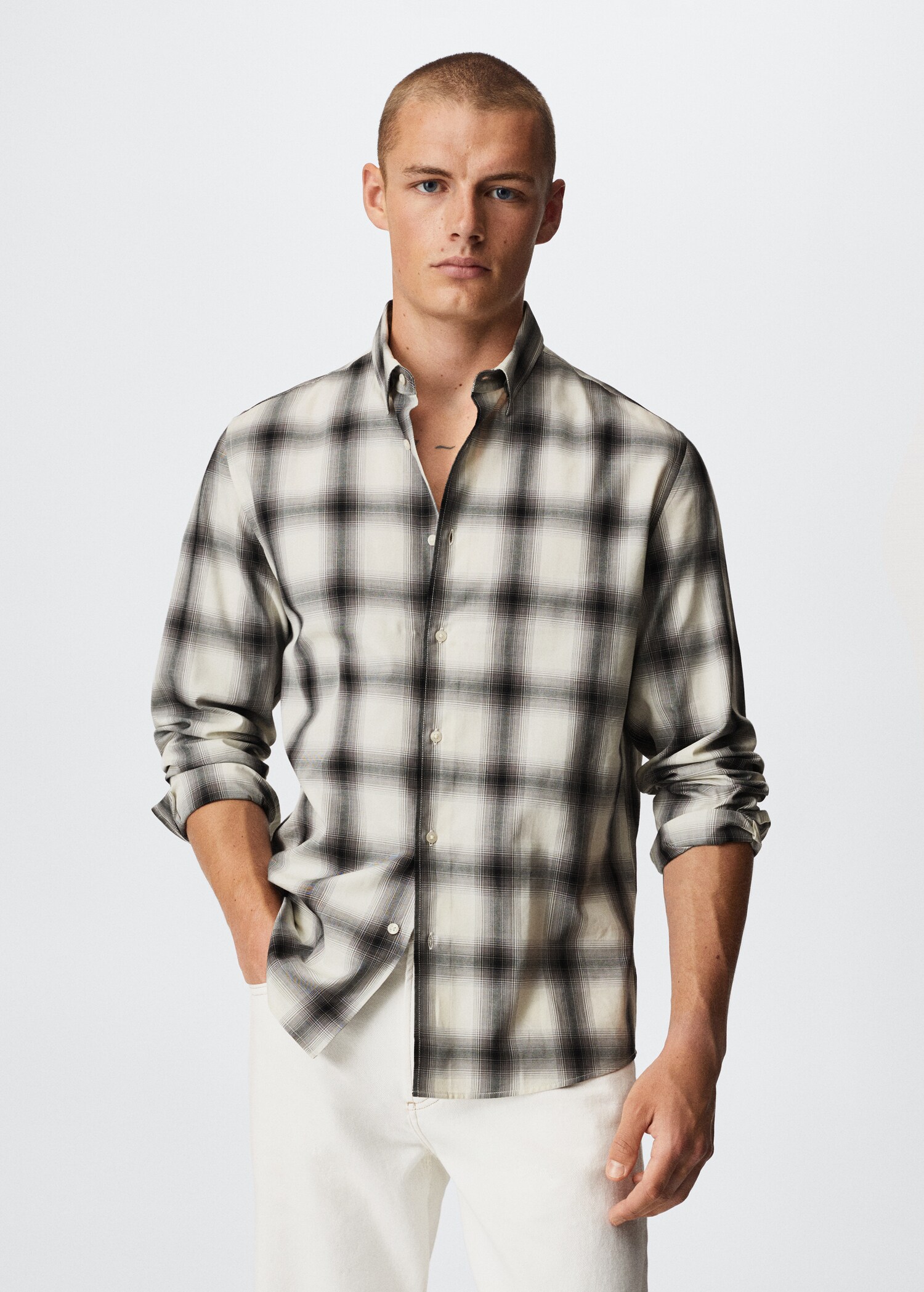 Regular fit check cotton shirt - Medium plane