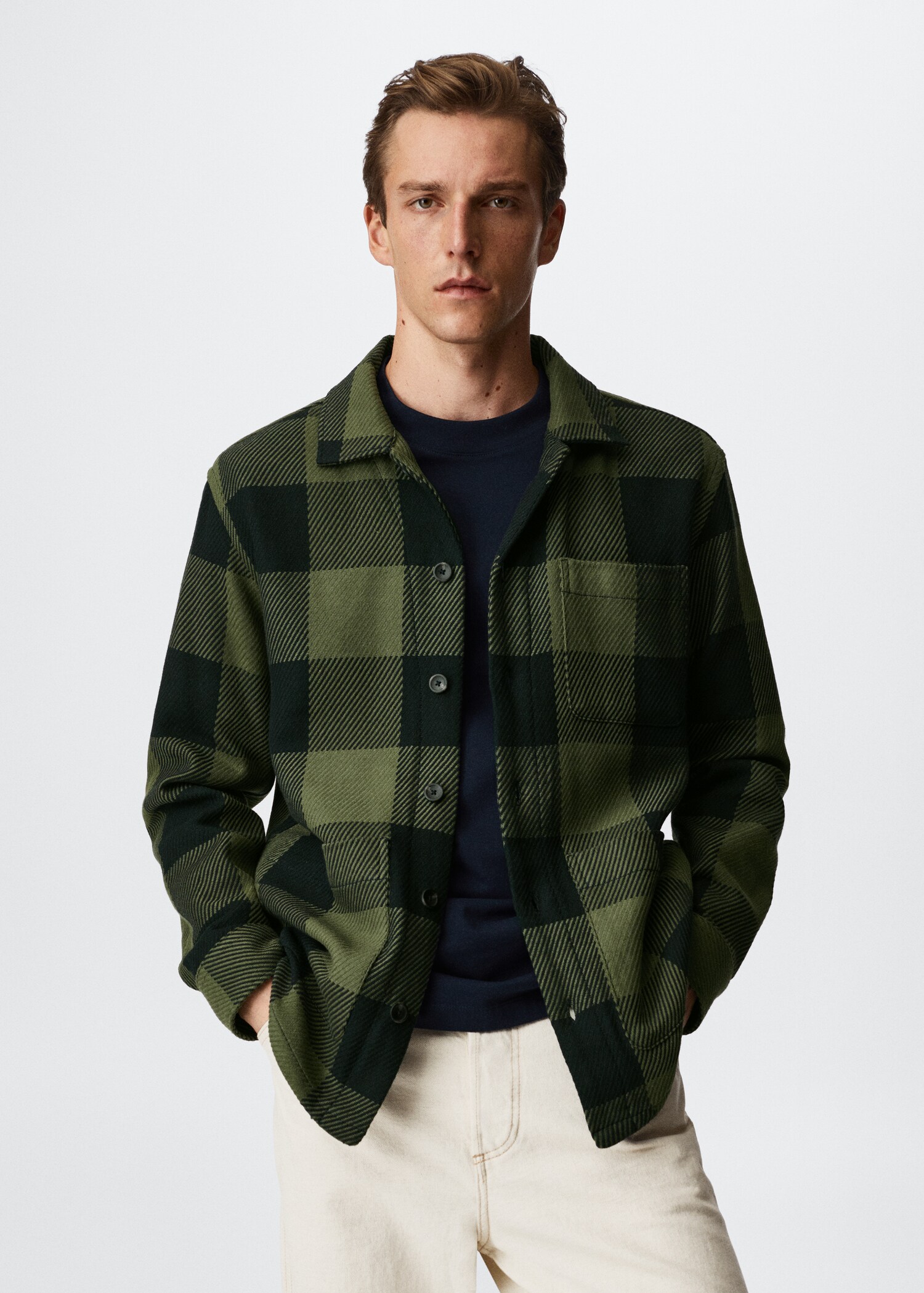 Check cotton overshirt - Medium plane