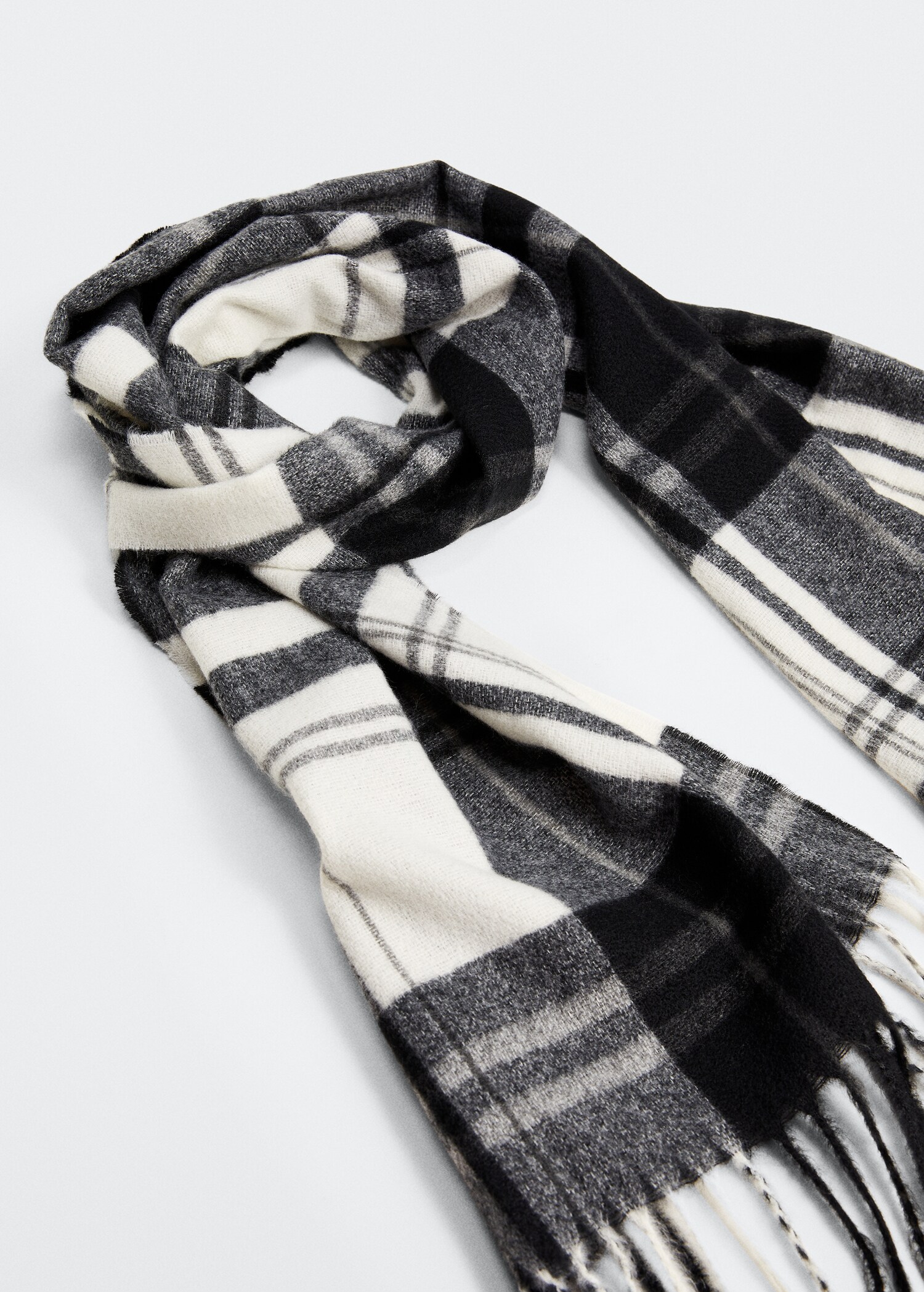 Fringed check scarf - Medium plane