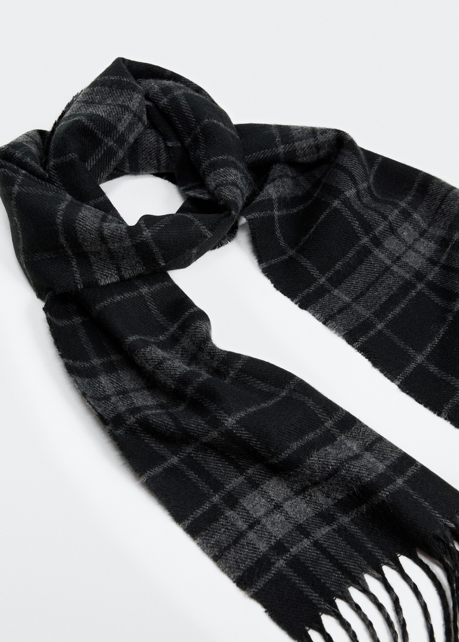 Fringed check scarf - Medium plane