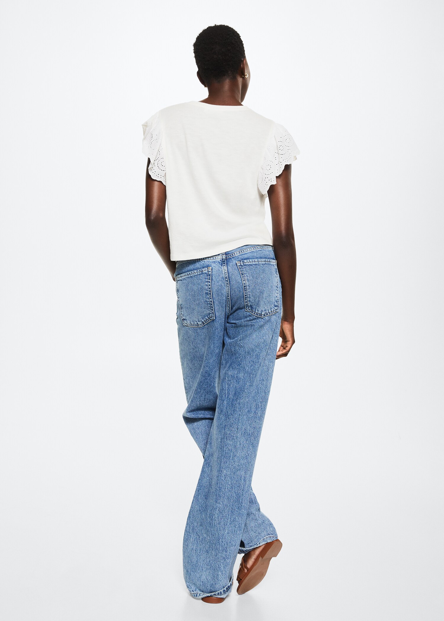 Cotton t-shirt with openwork detail - Reverse of the article