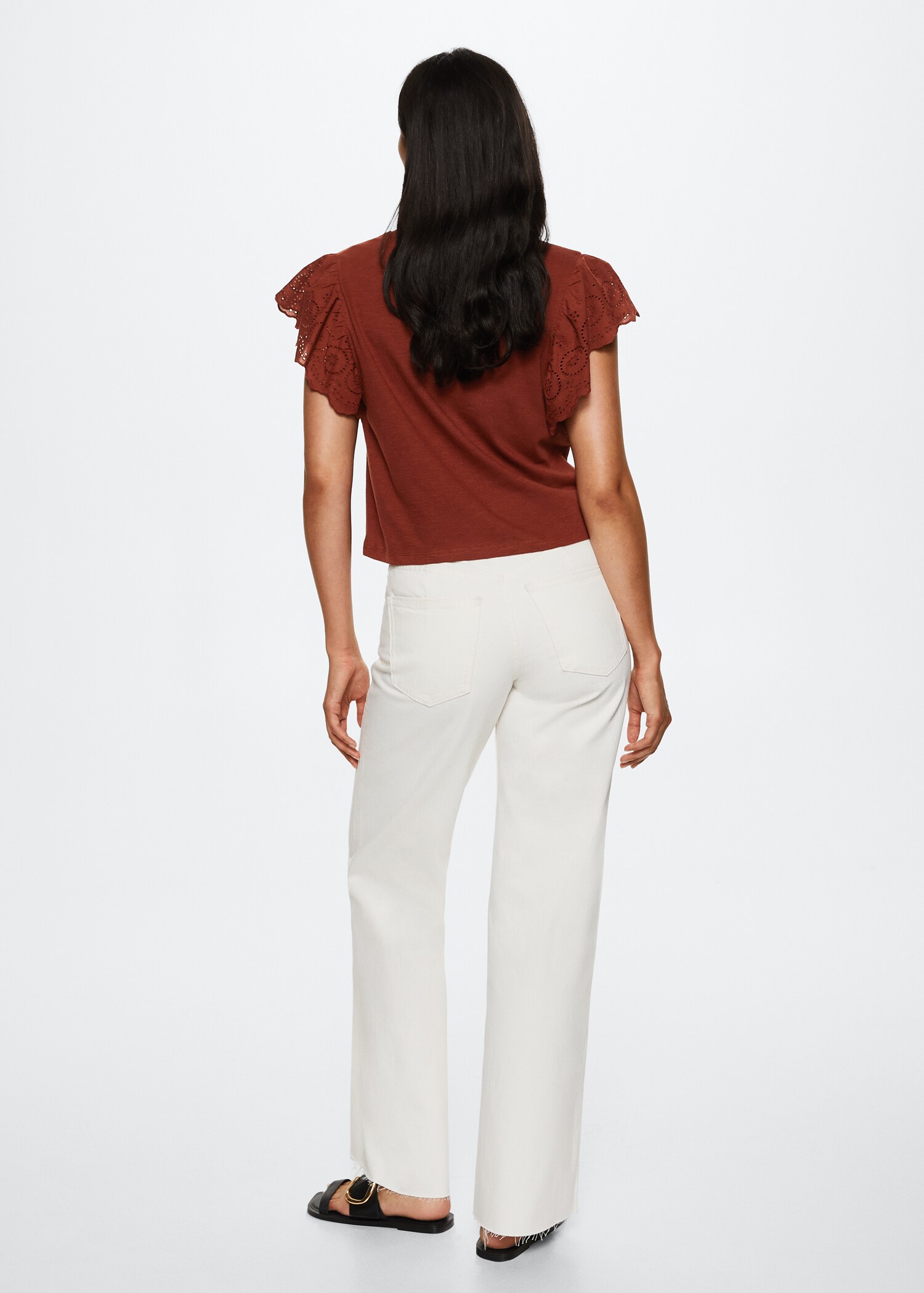 Cotton t-shirt with openwork detail - Reverse of the article