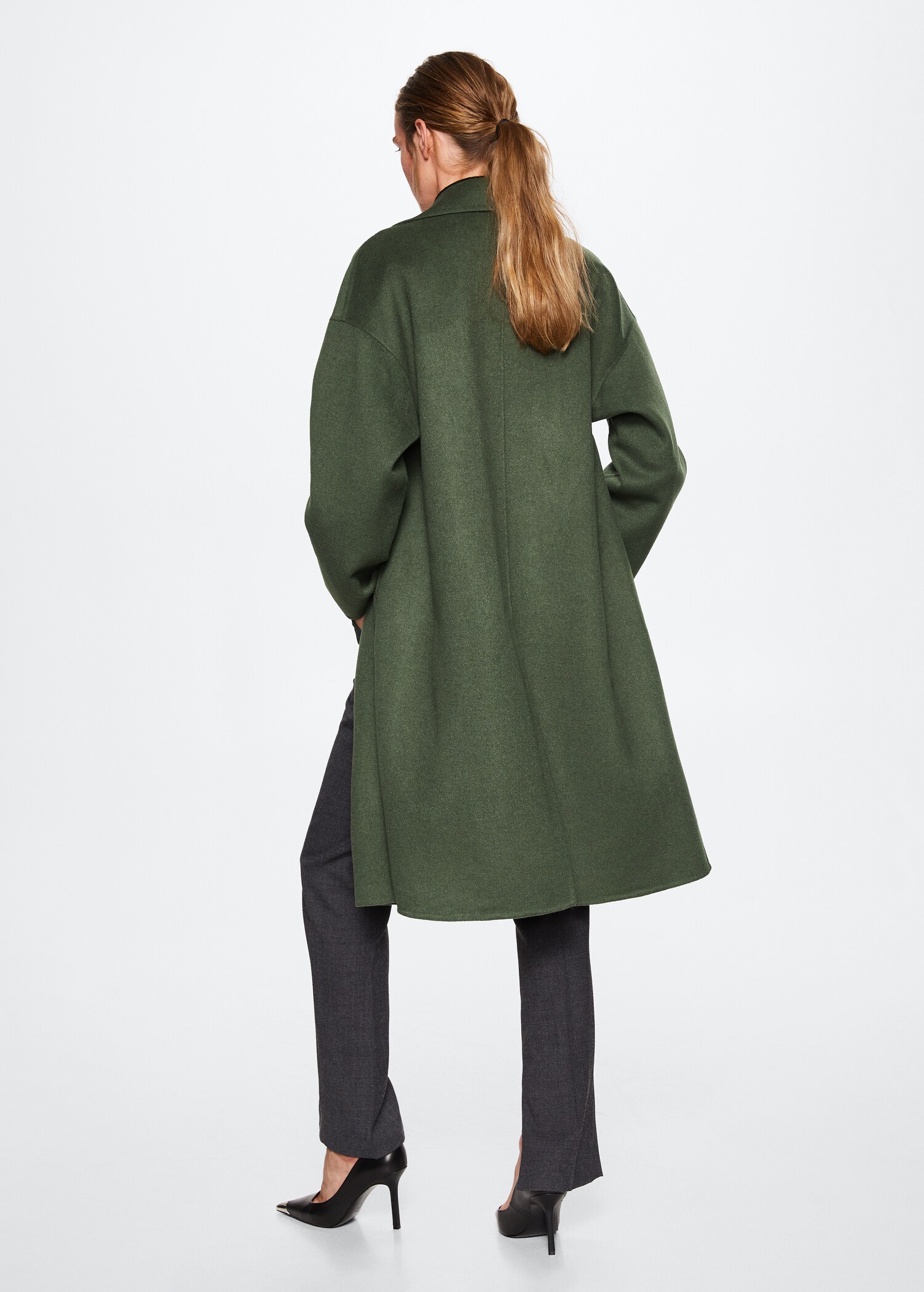 Sobretudo de lã oversize de estilo handmade - Verso do artigo